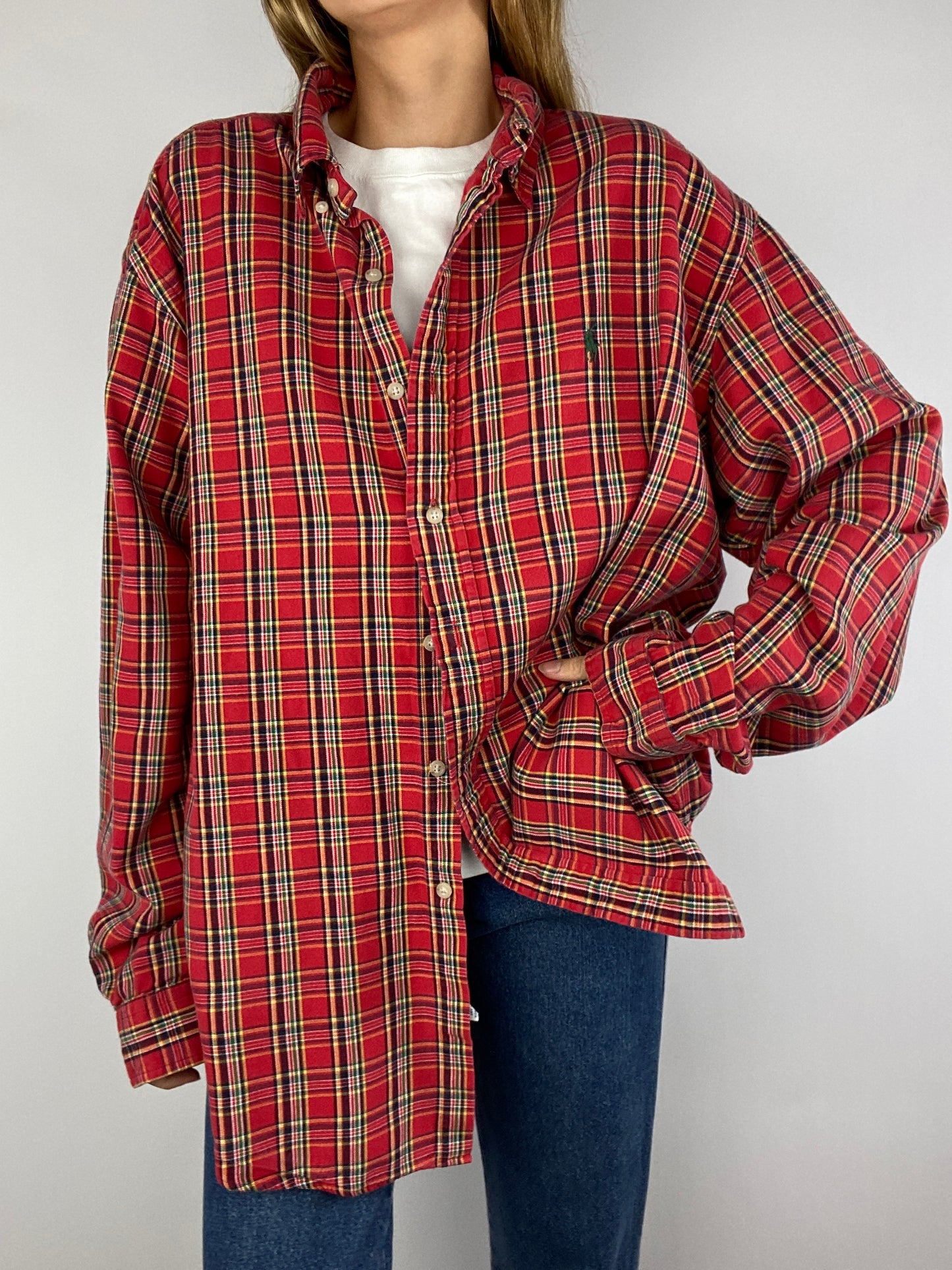 Chemise Ralph Lauren rouge à carreaux vintage