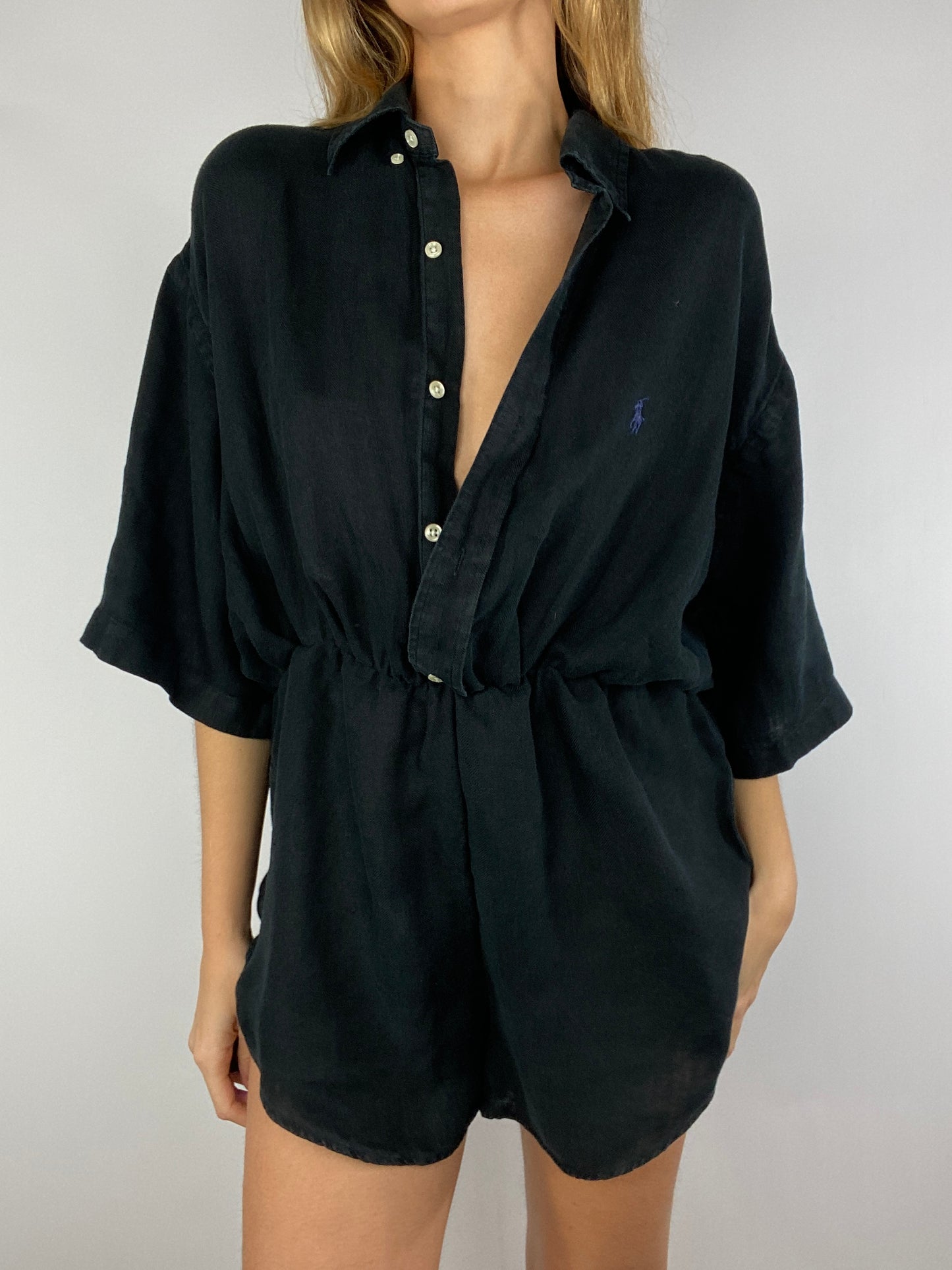 Combinaison upcyclée soie/lin noire