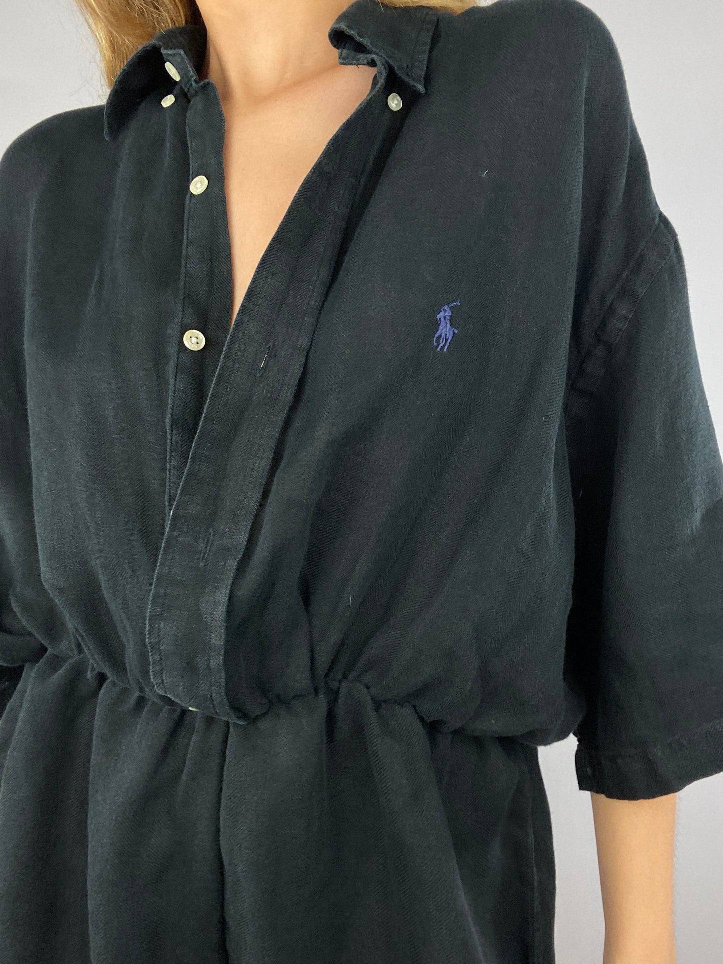 Combinaison upcyclée soie/lin noire