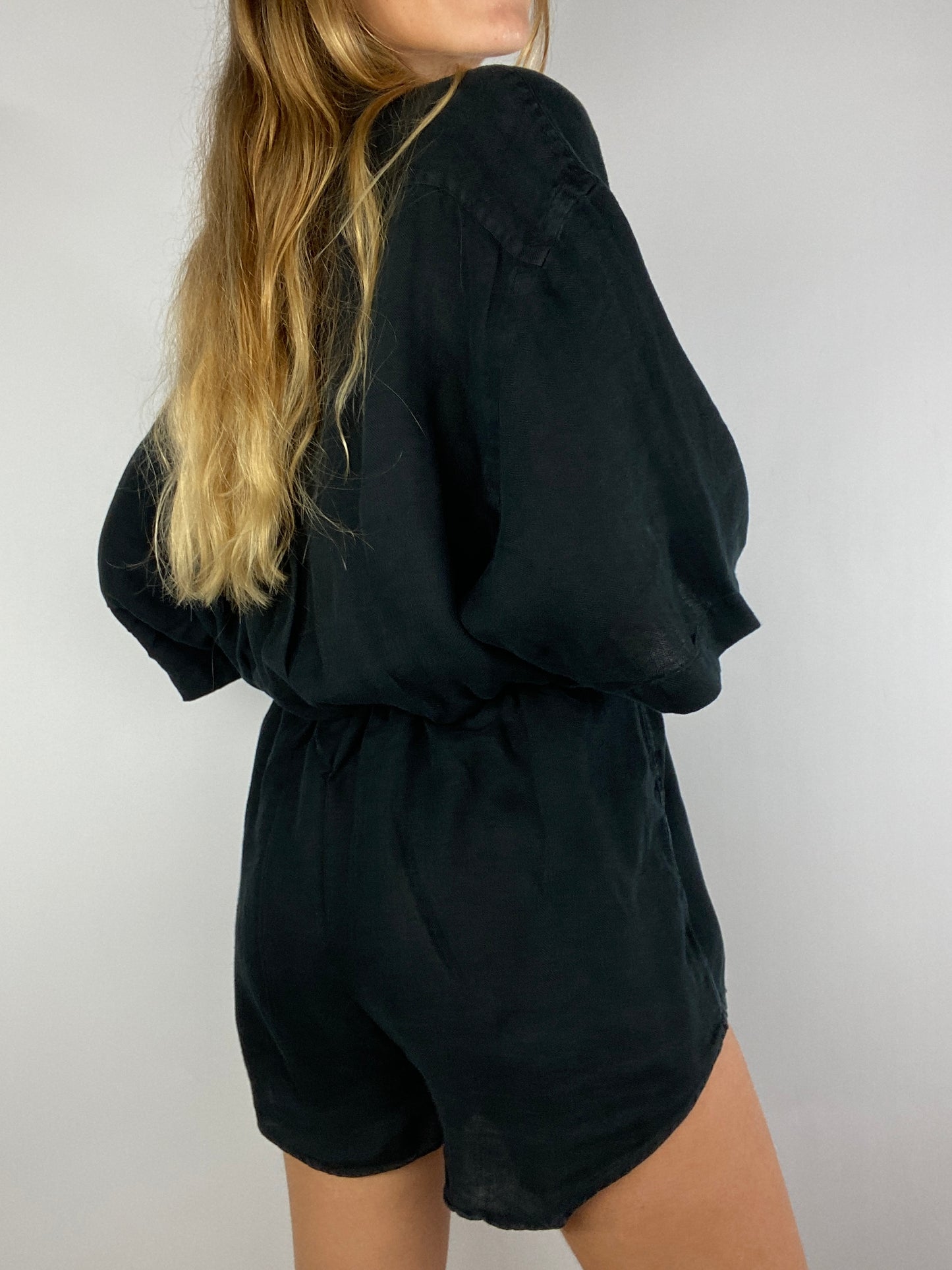 Combinaison upcyclée soie/lin noire