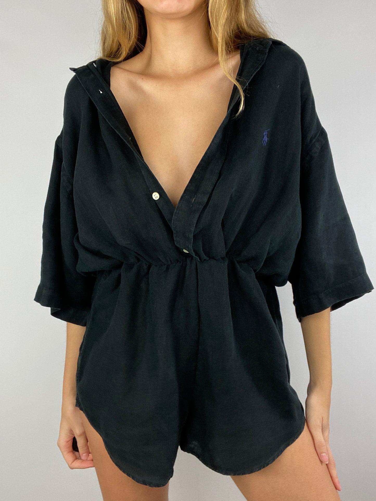 Combinaison upcyclée soie/lin noire
