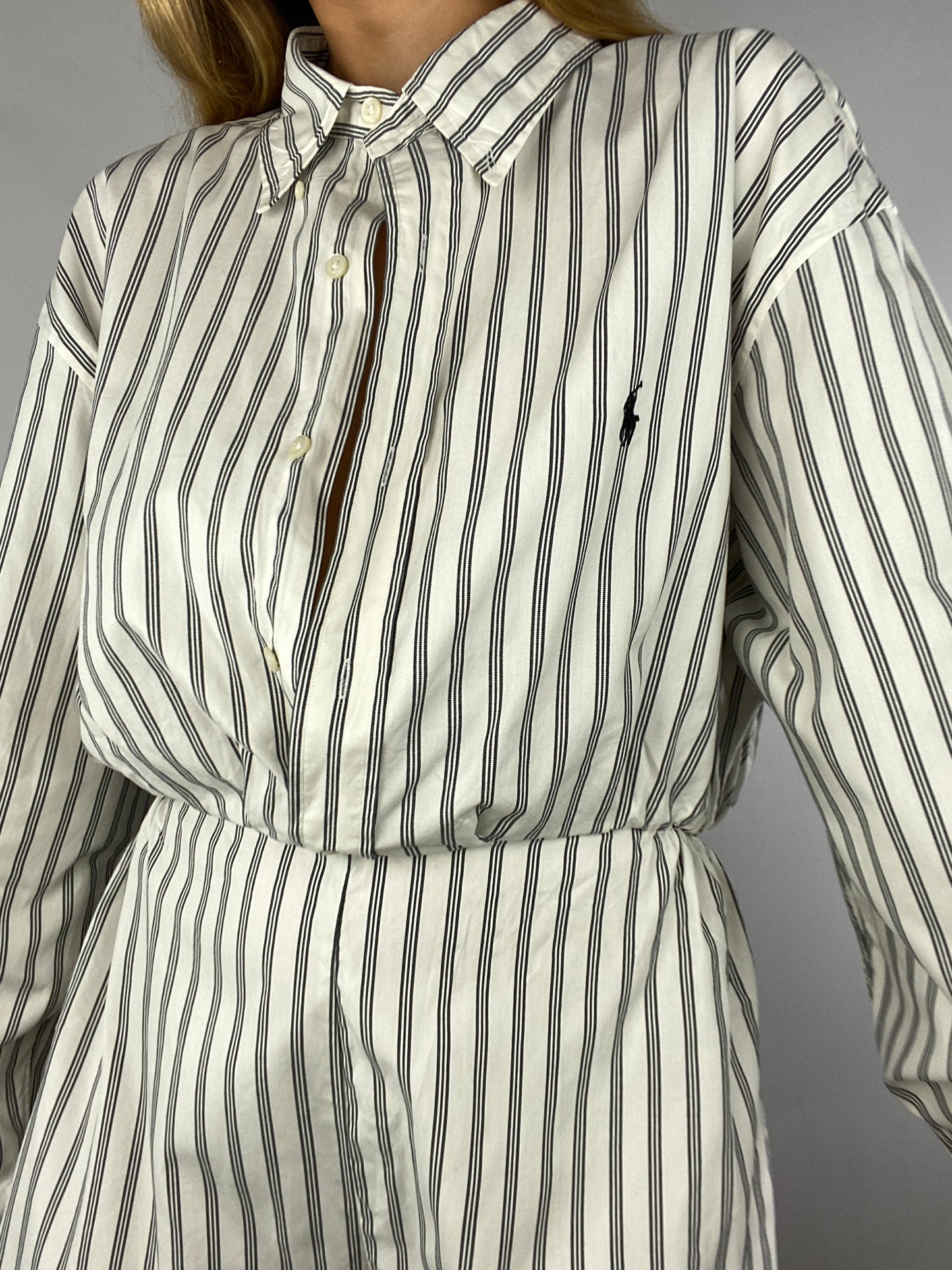 Combinaison upcyclée blanche à rayures noires