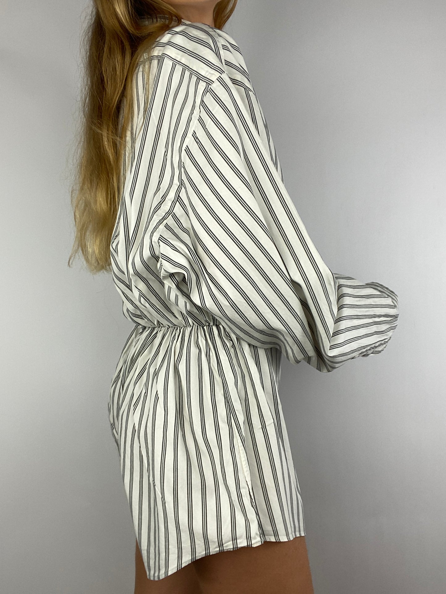 Combinaison upcyclée blanche à rayures noires