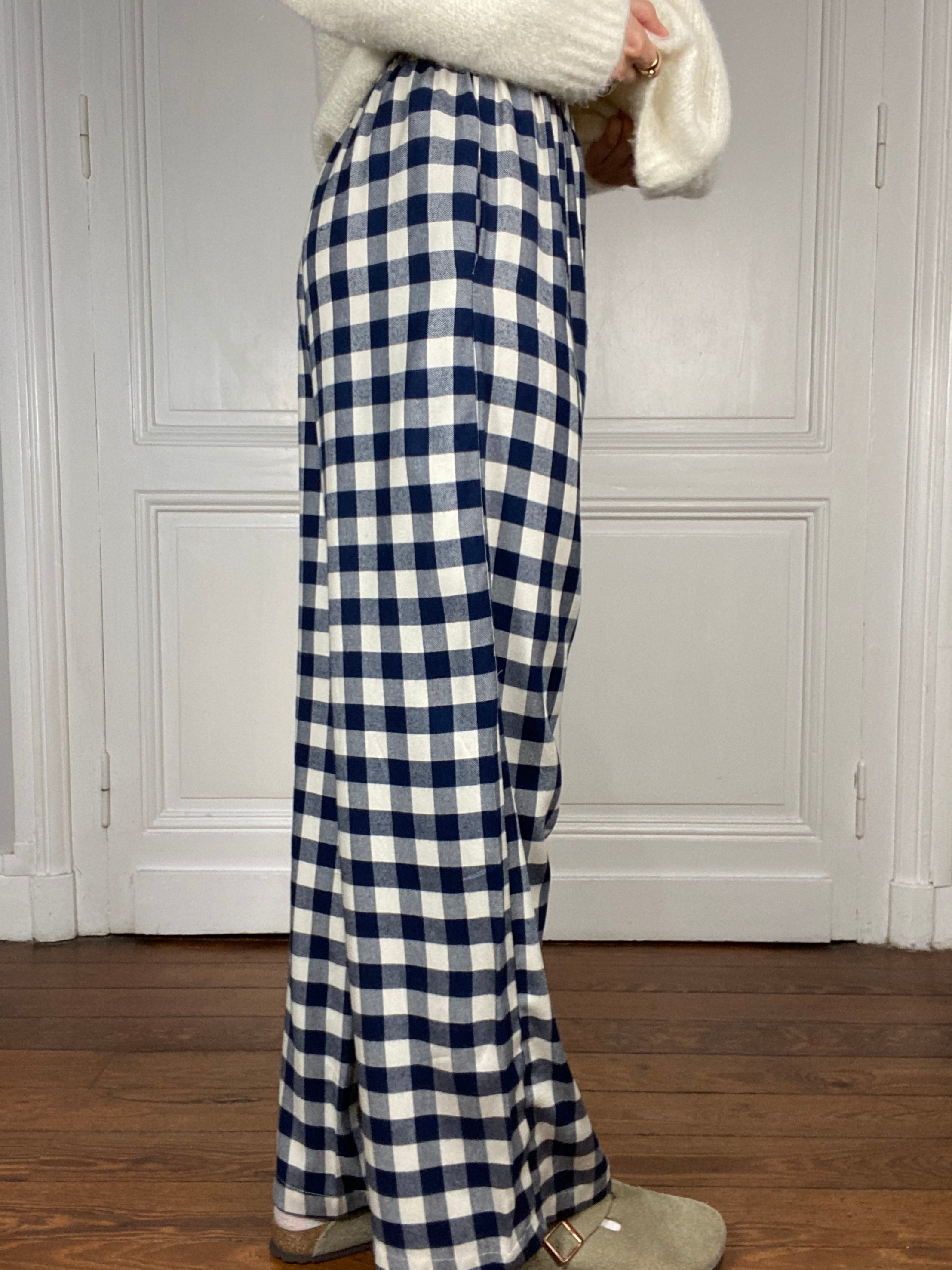 Pantalon vichy bleu
