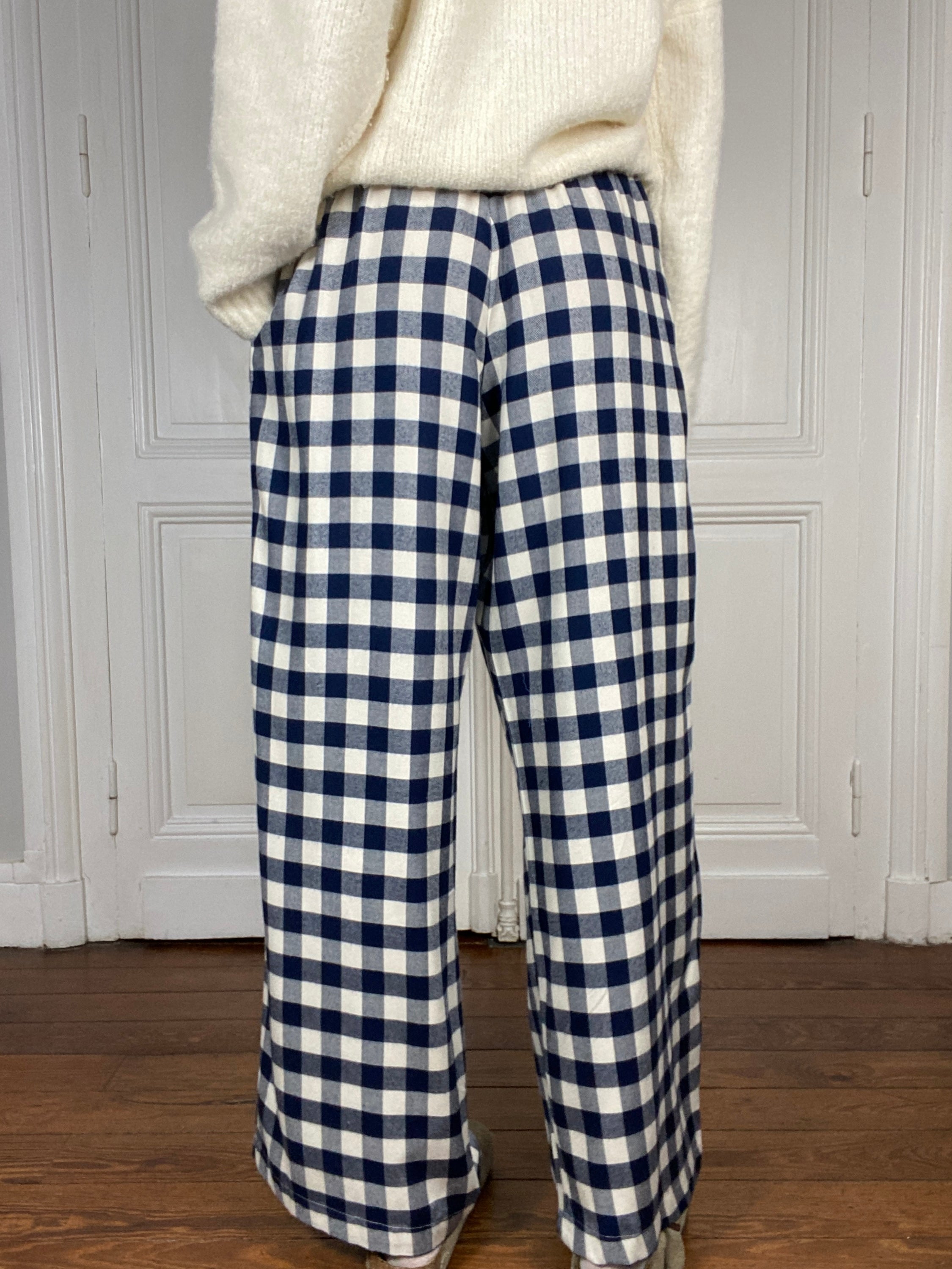 Pantalon vichy bleu