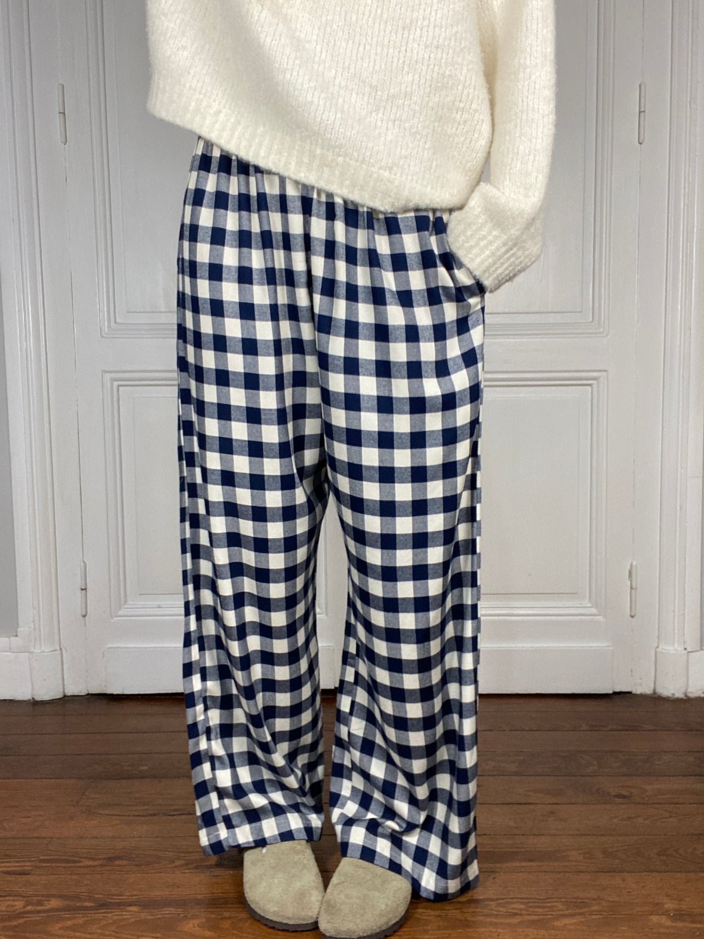 Pantalon vichy bleu