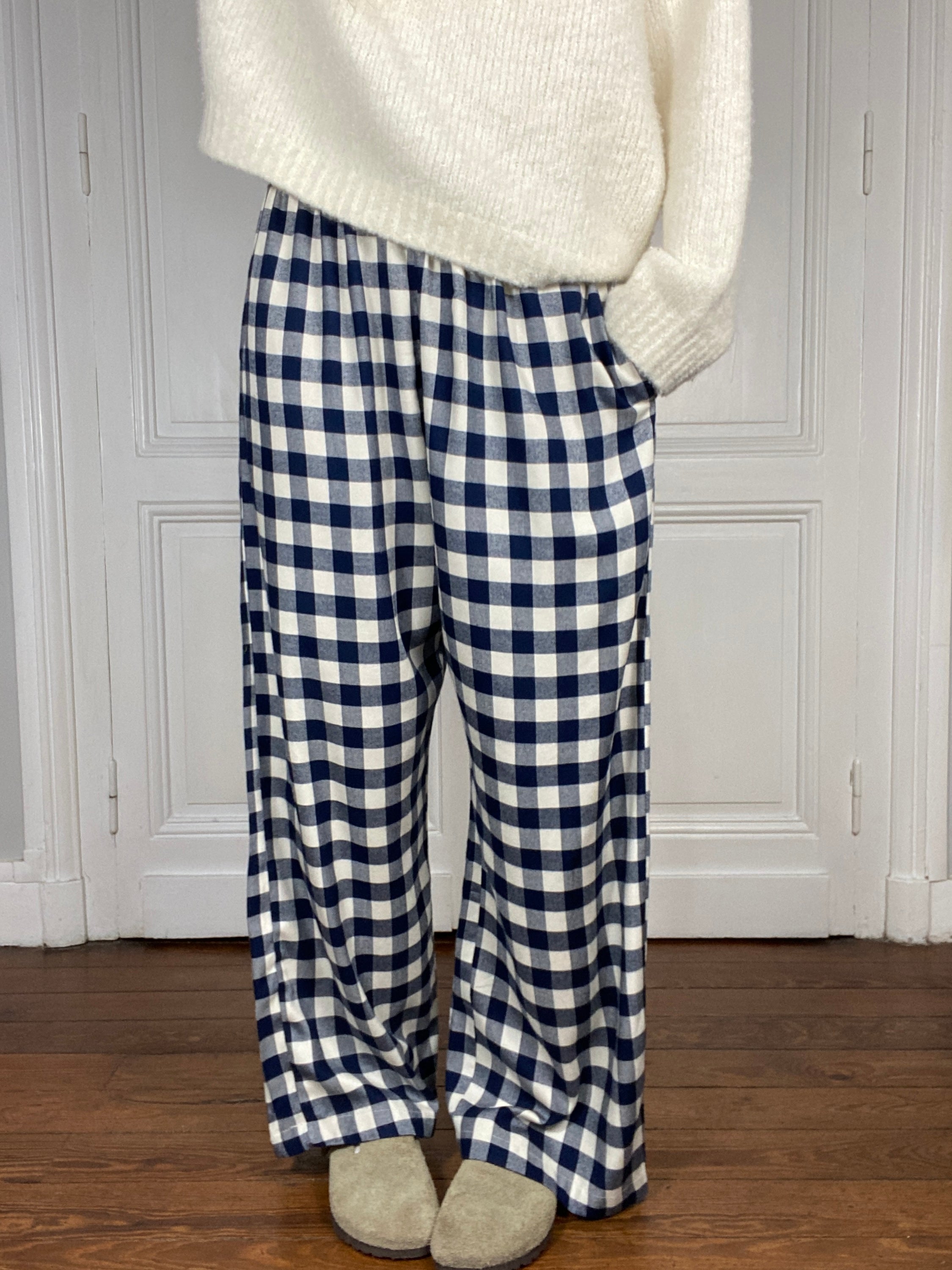 Pantalon vichy bleu