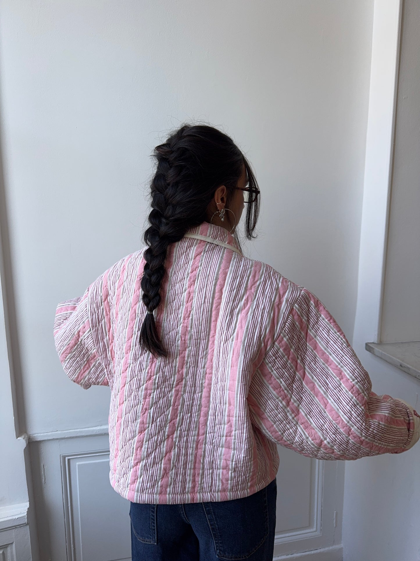 Veste upcyclée matelassée rayée