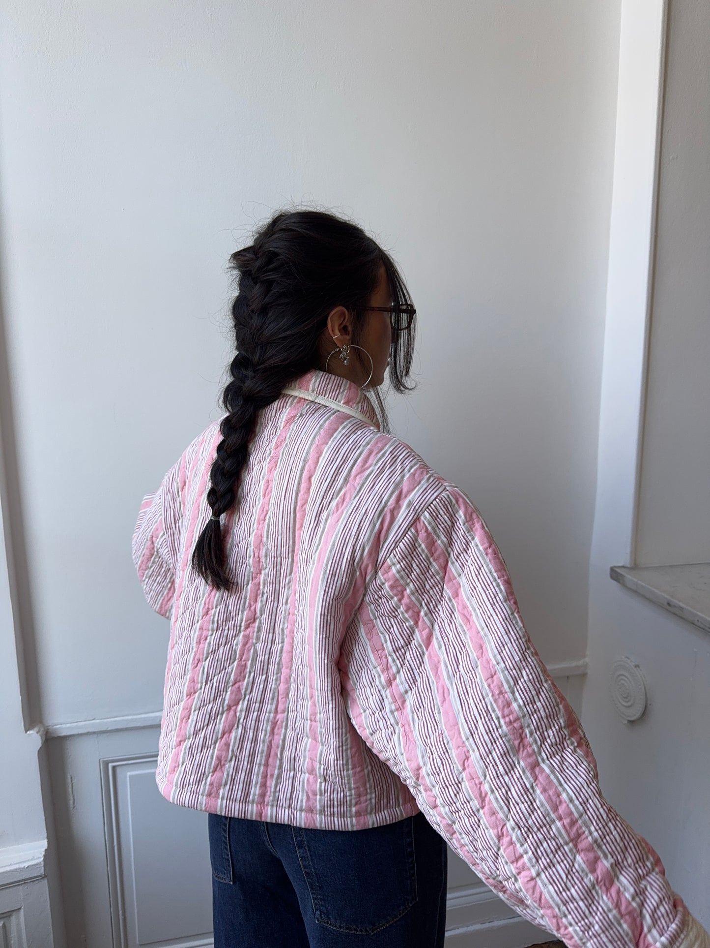 Veste upcyclée matelassée rayée