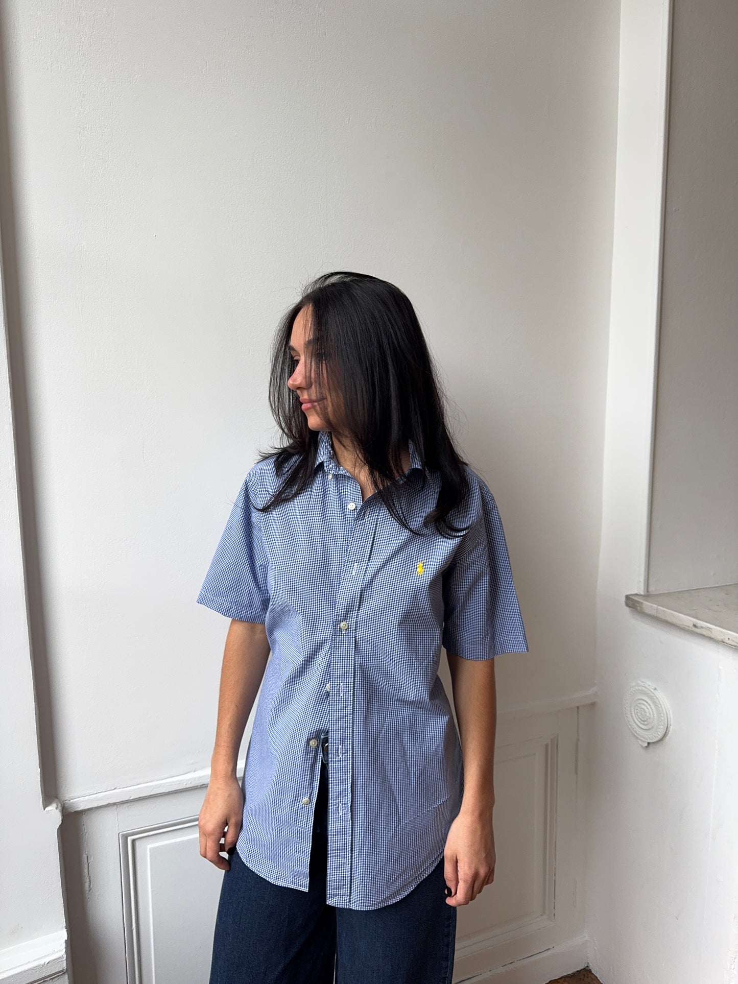 Chemisette upcyclée dos nu vichy