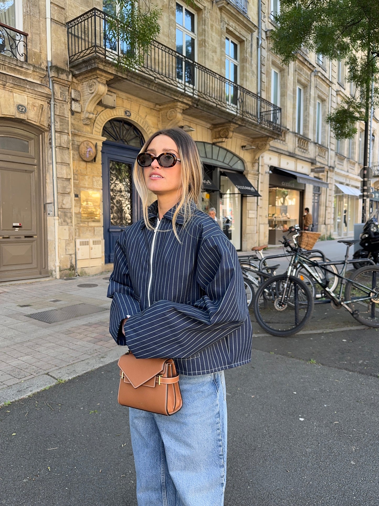 Veste marine à rayures