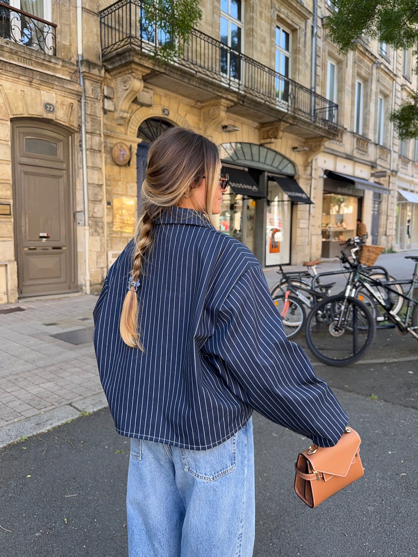 Veste marine à rayures