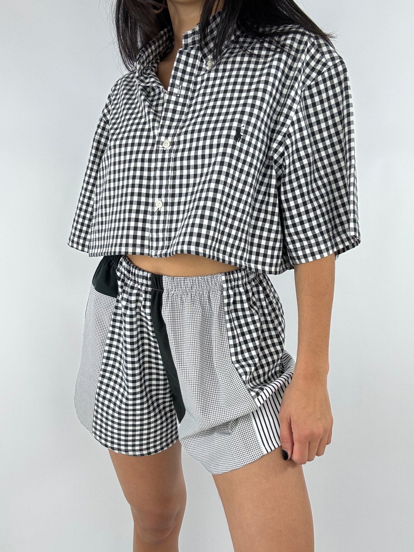 Ensemble upcyclé vichy et patchwork