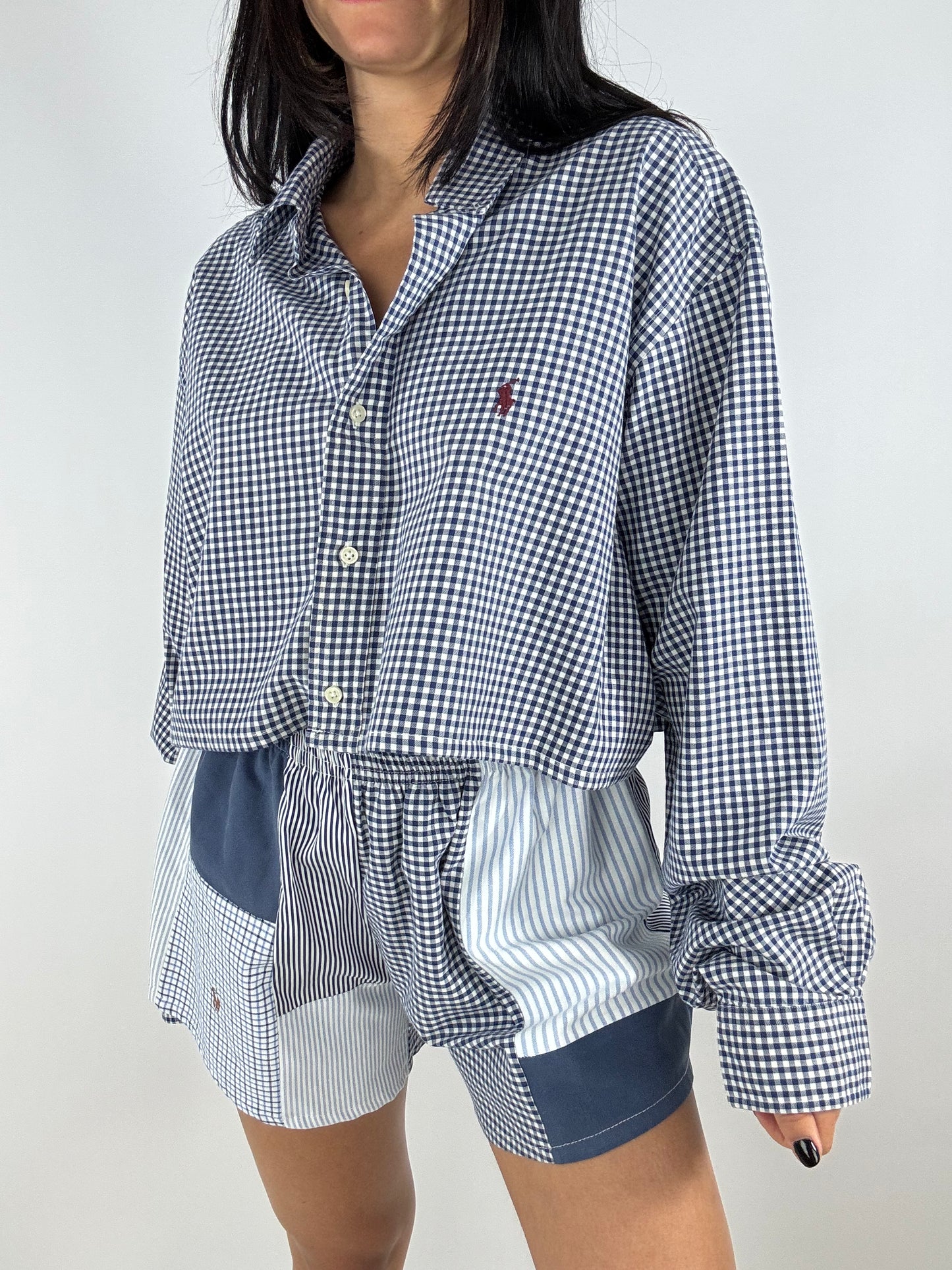 Ensemble upcyclé vichy et patchwork