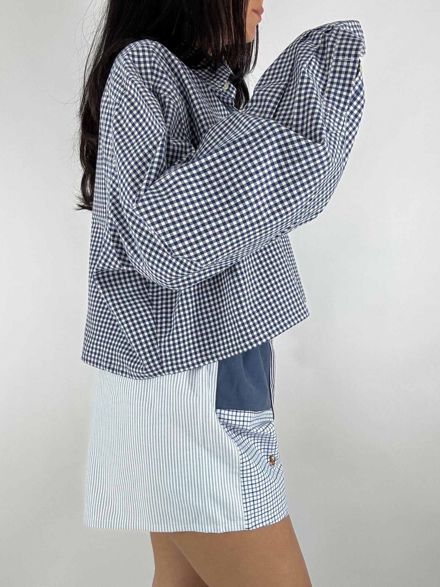 Ensemble upcyclé vichy et patchwork