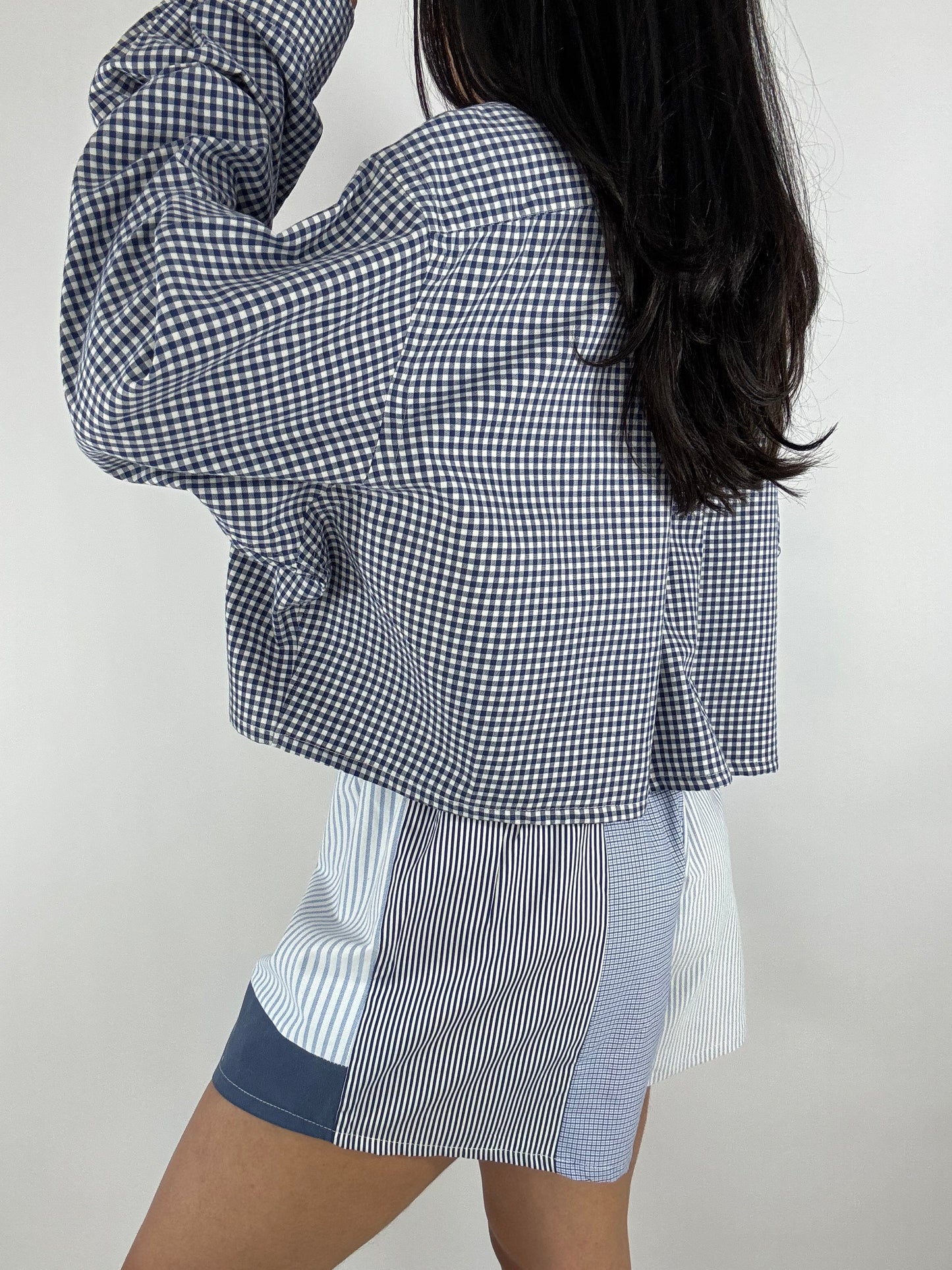 Ensemble upcyclé vichy et patchwork