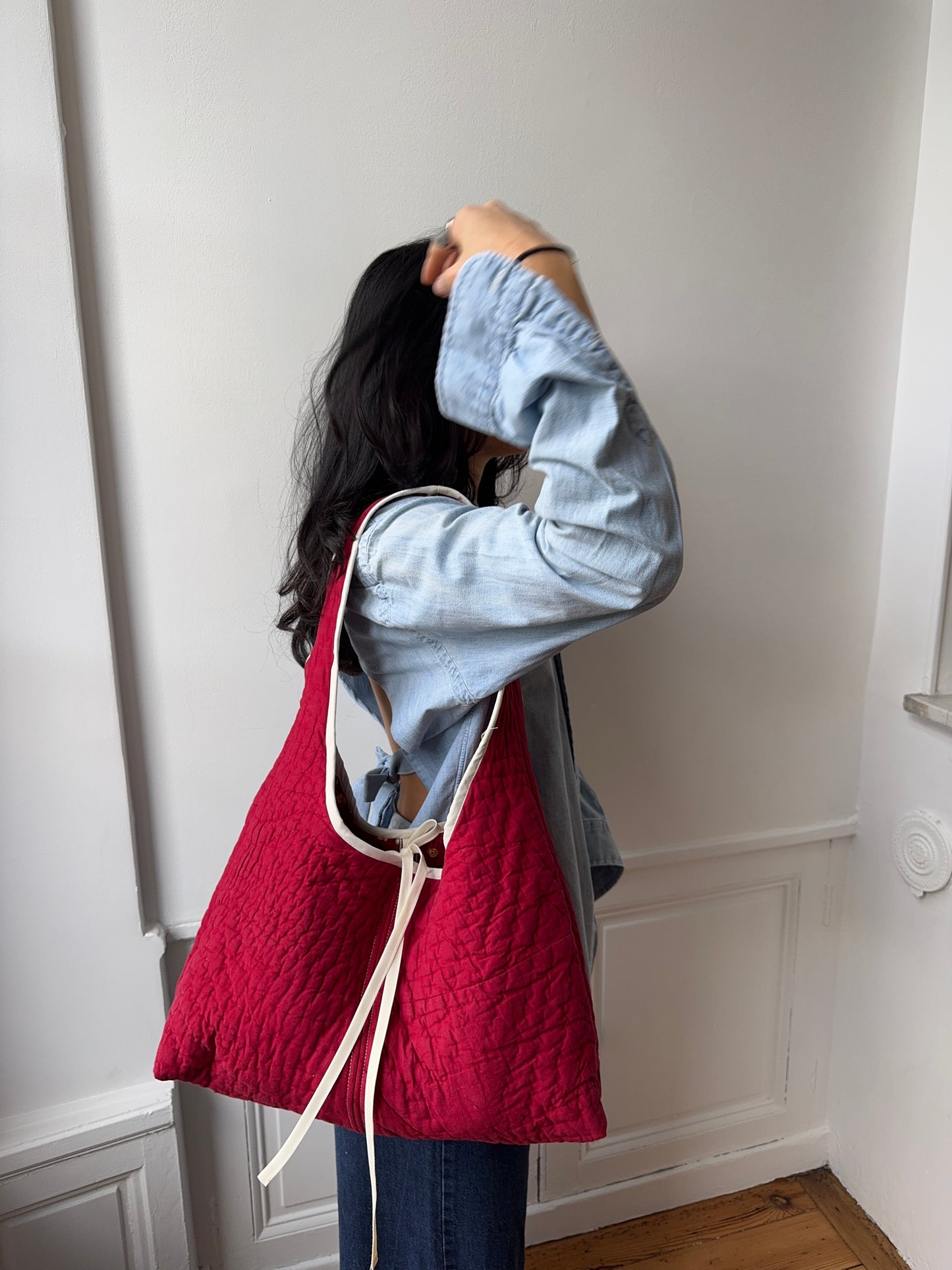 Sac upcyclé matelassé rouge