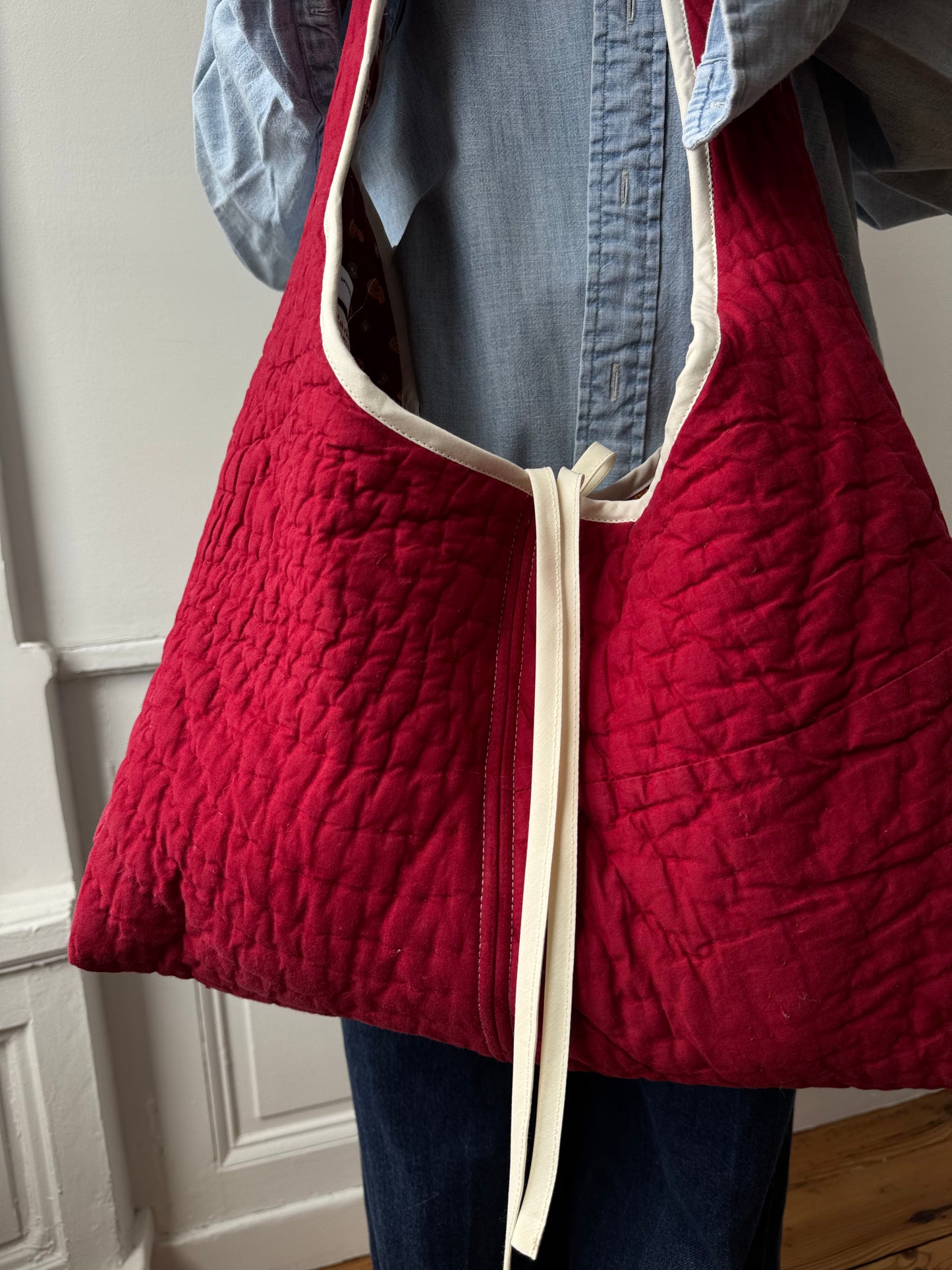 Sac upcyclé matelassé rouge