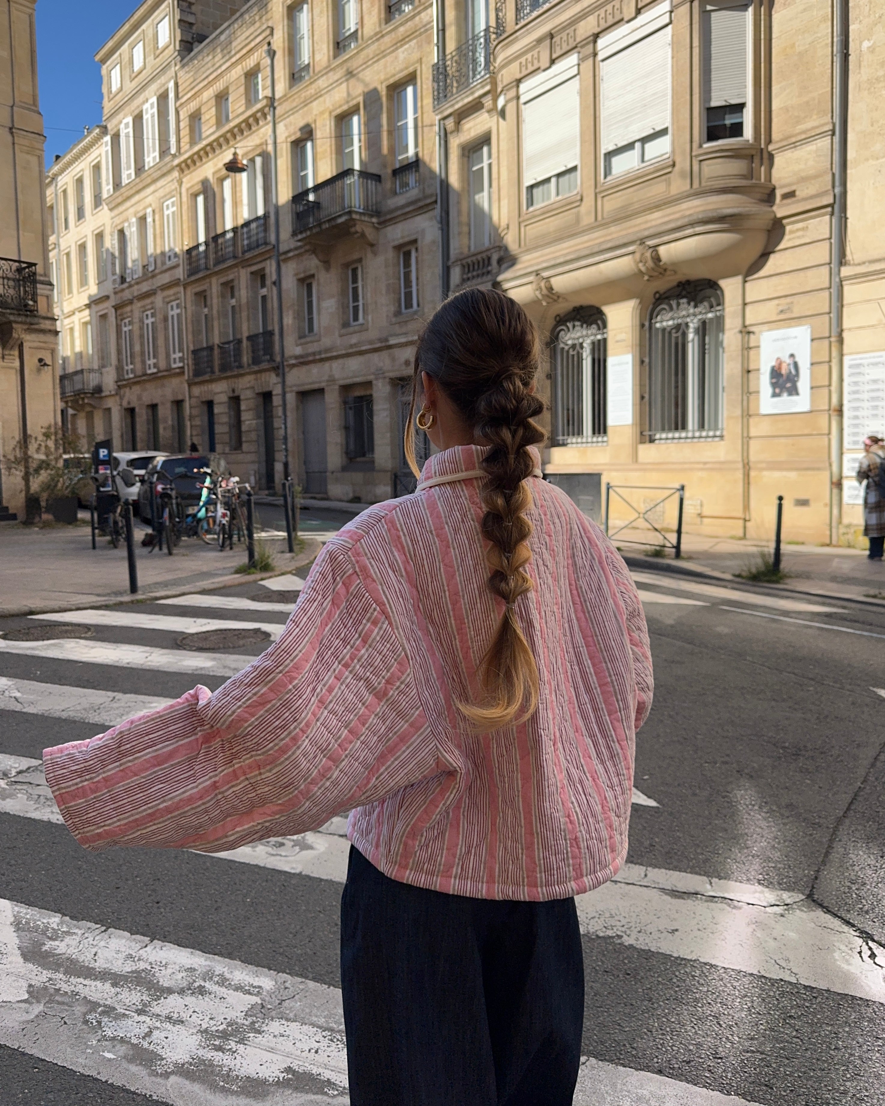 Veste upcyclée matelassée rayée