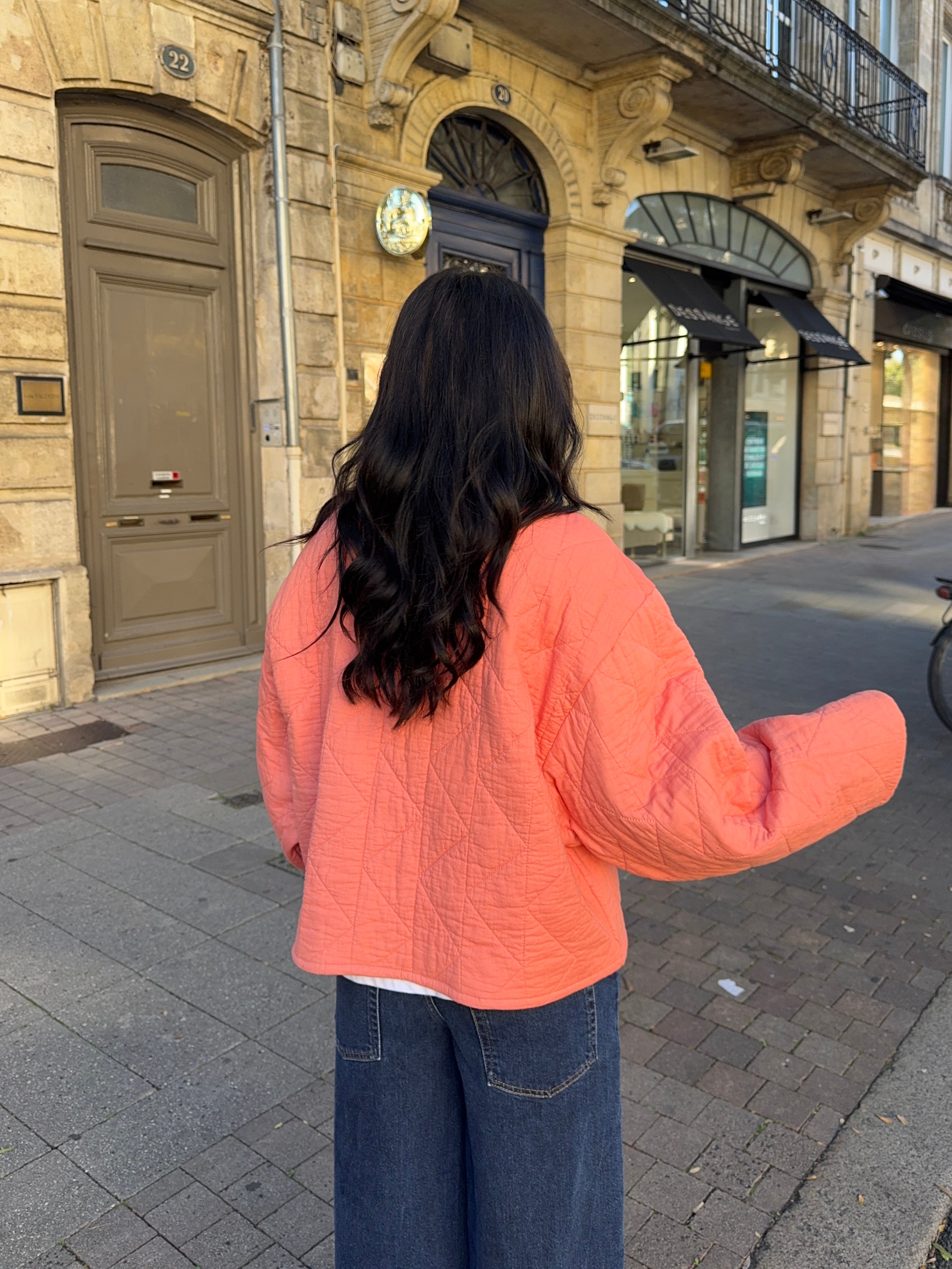 Veste upcyclée matelassée orange