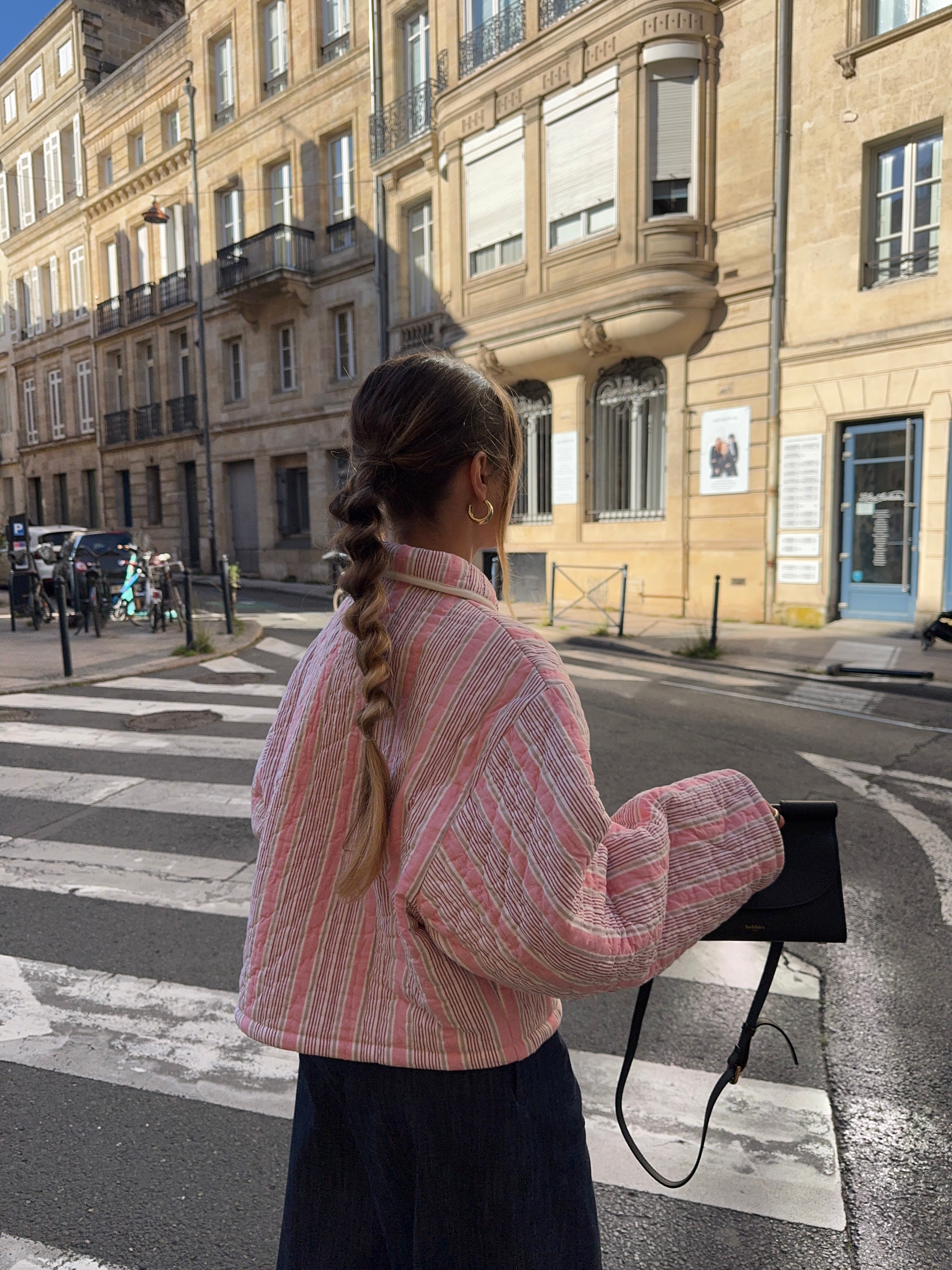 Veste upcyclée matelassée rayée