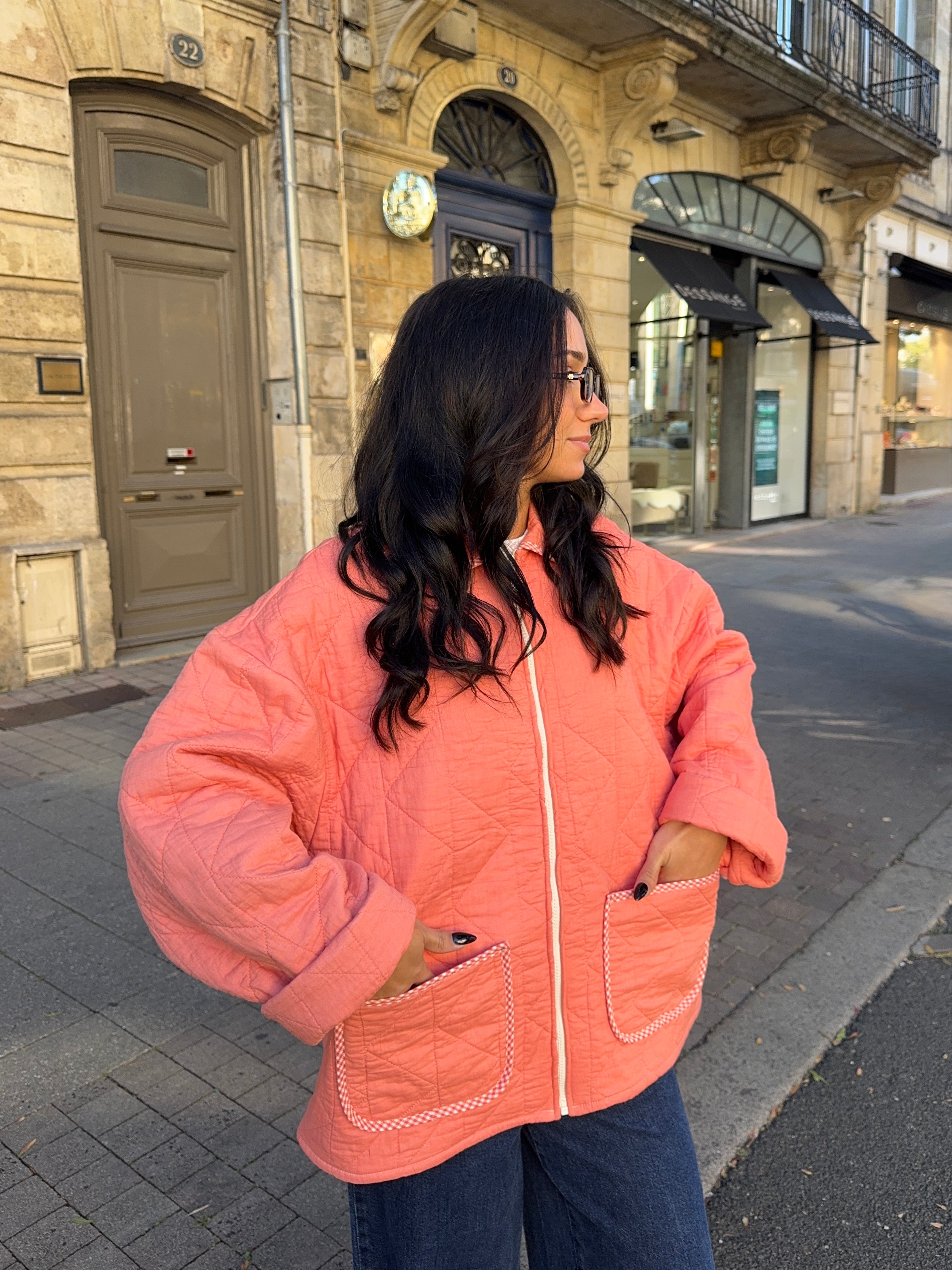 Veste upcyclée matelassée orange