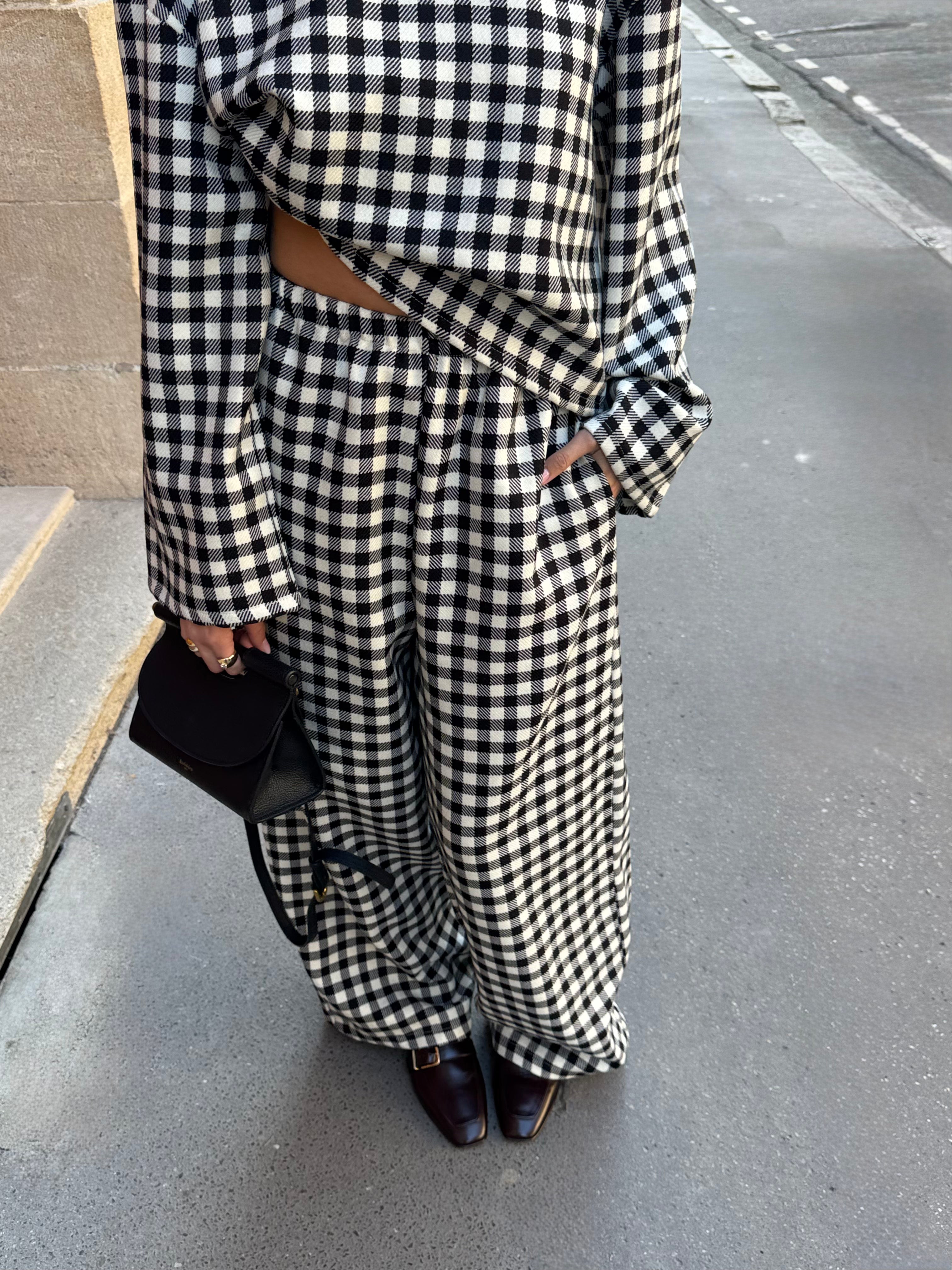 Pantalon laine vichy noir et blanc