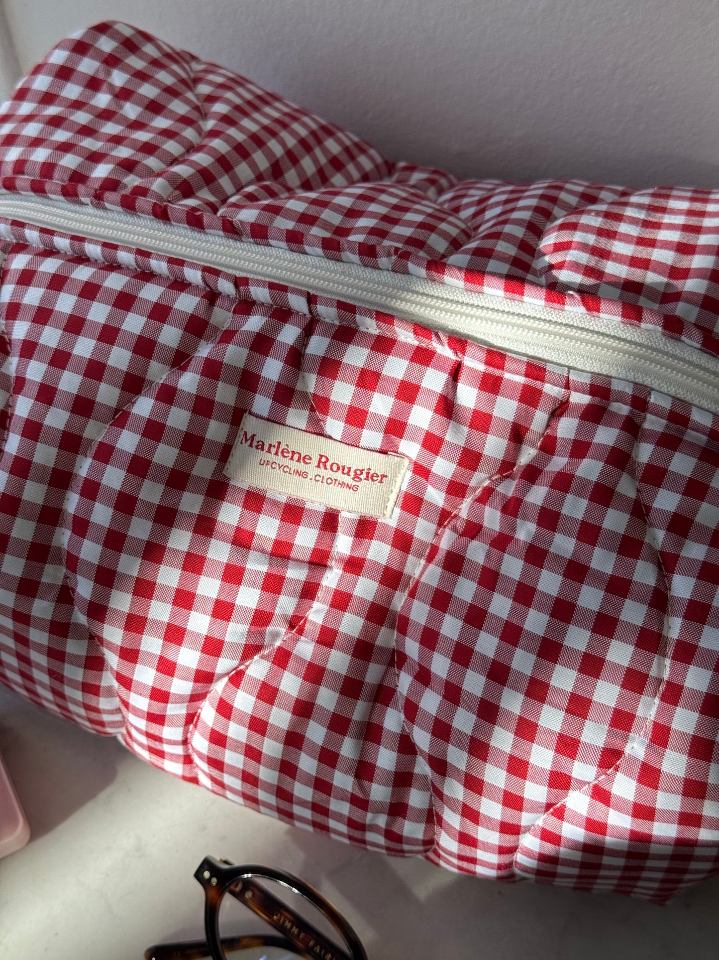 Trousse matelassée vichy rouge