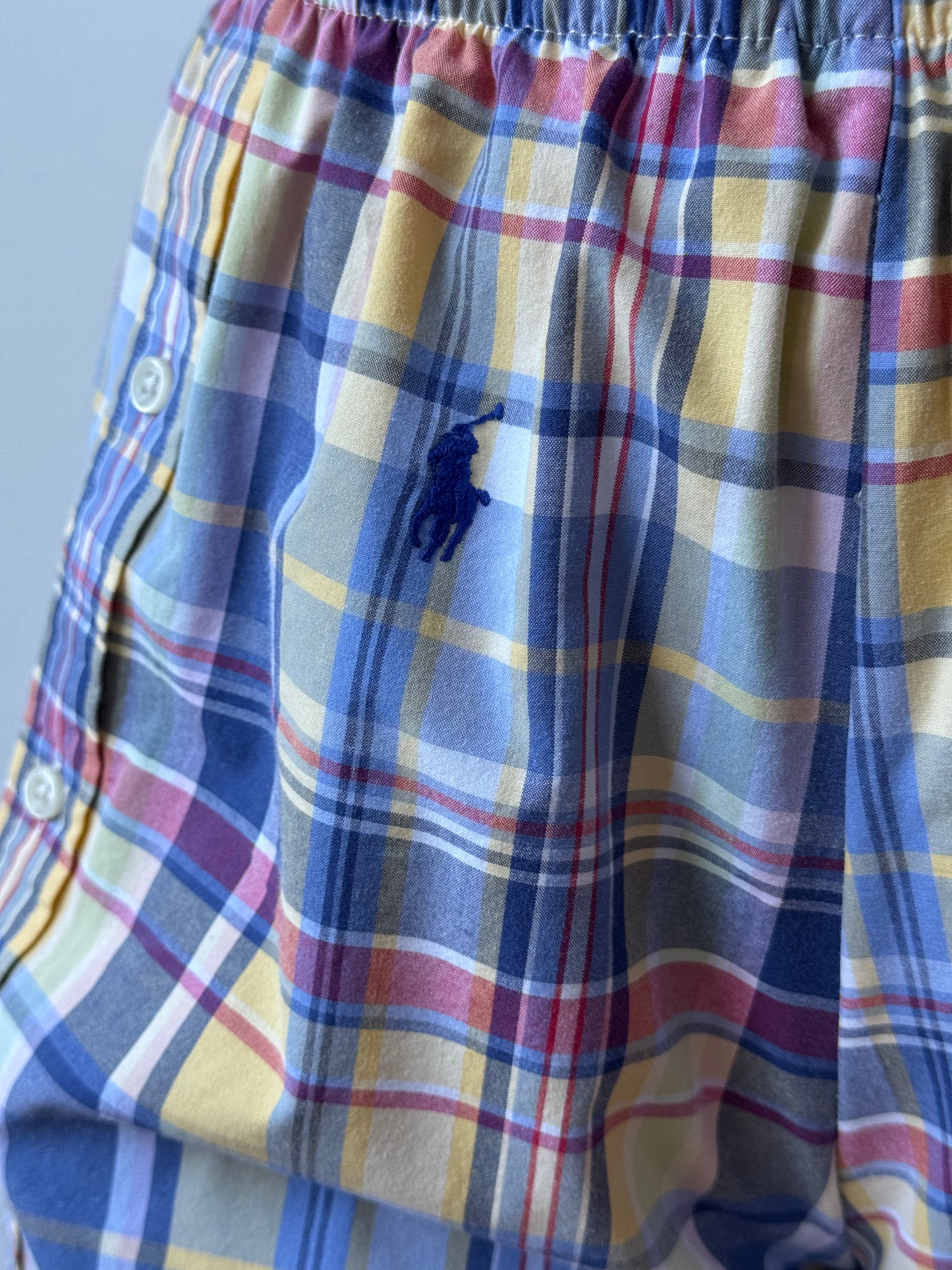 Caleçon short upcyclé à carreaux