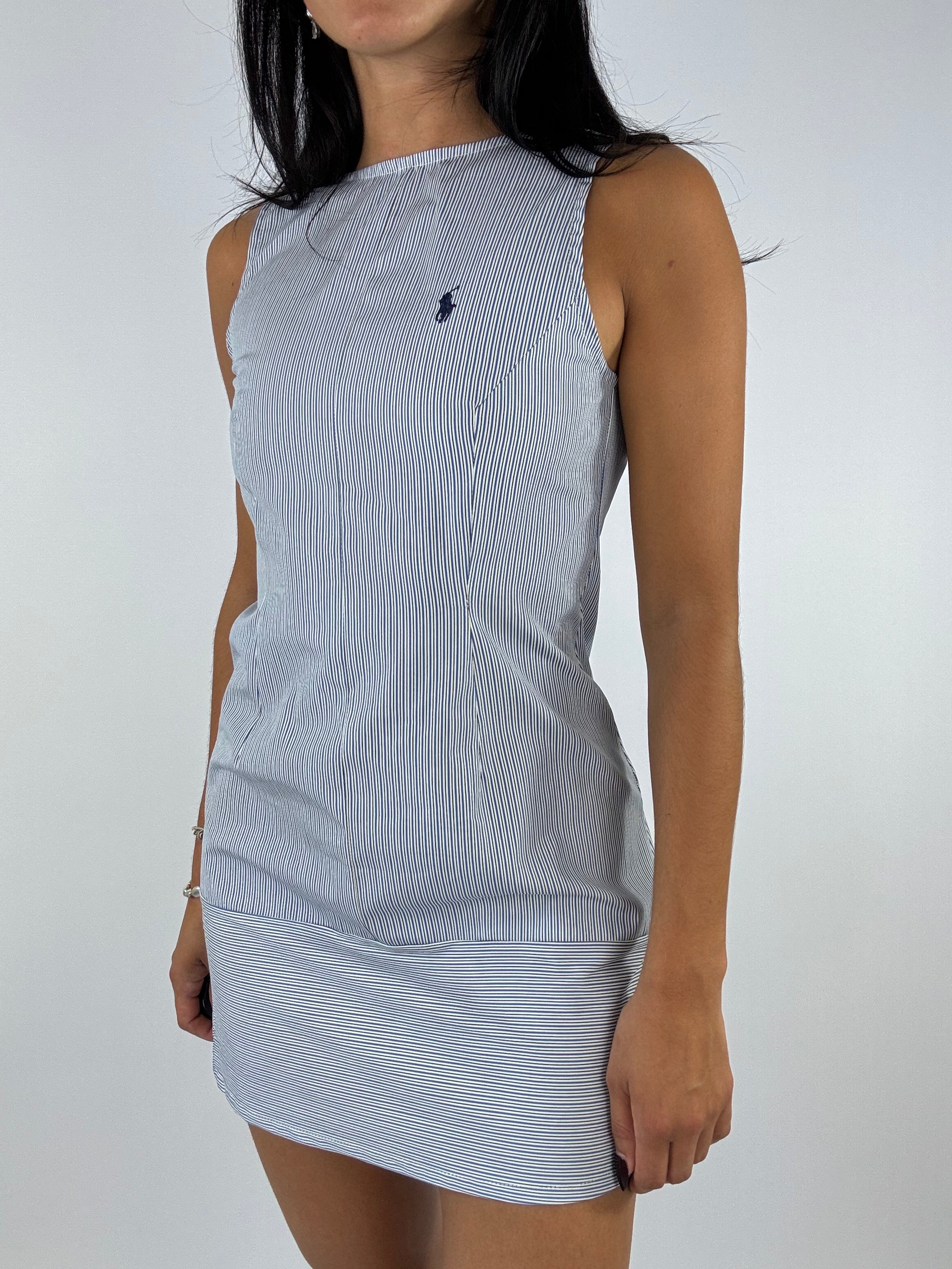 Robe upcyclée dos nu rayée