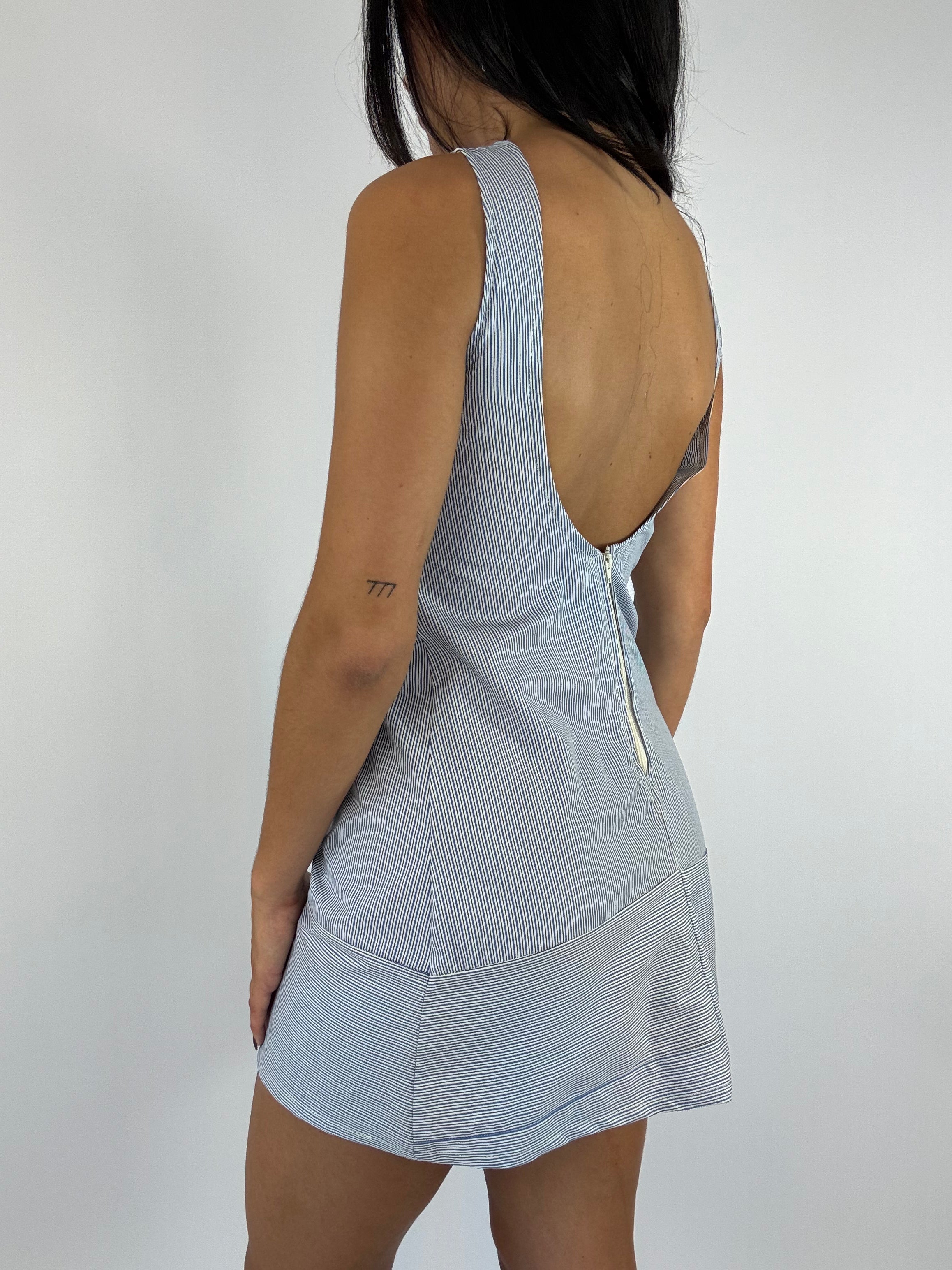 Robe upcyclée dos nu rayée