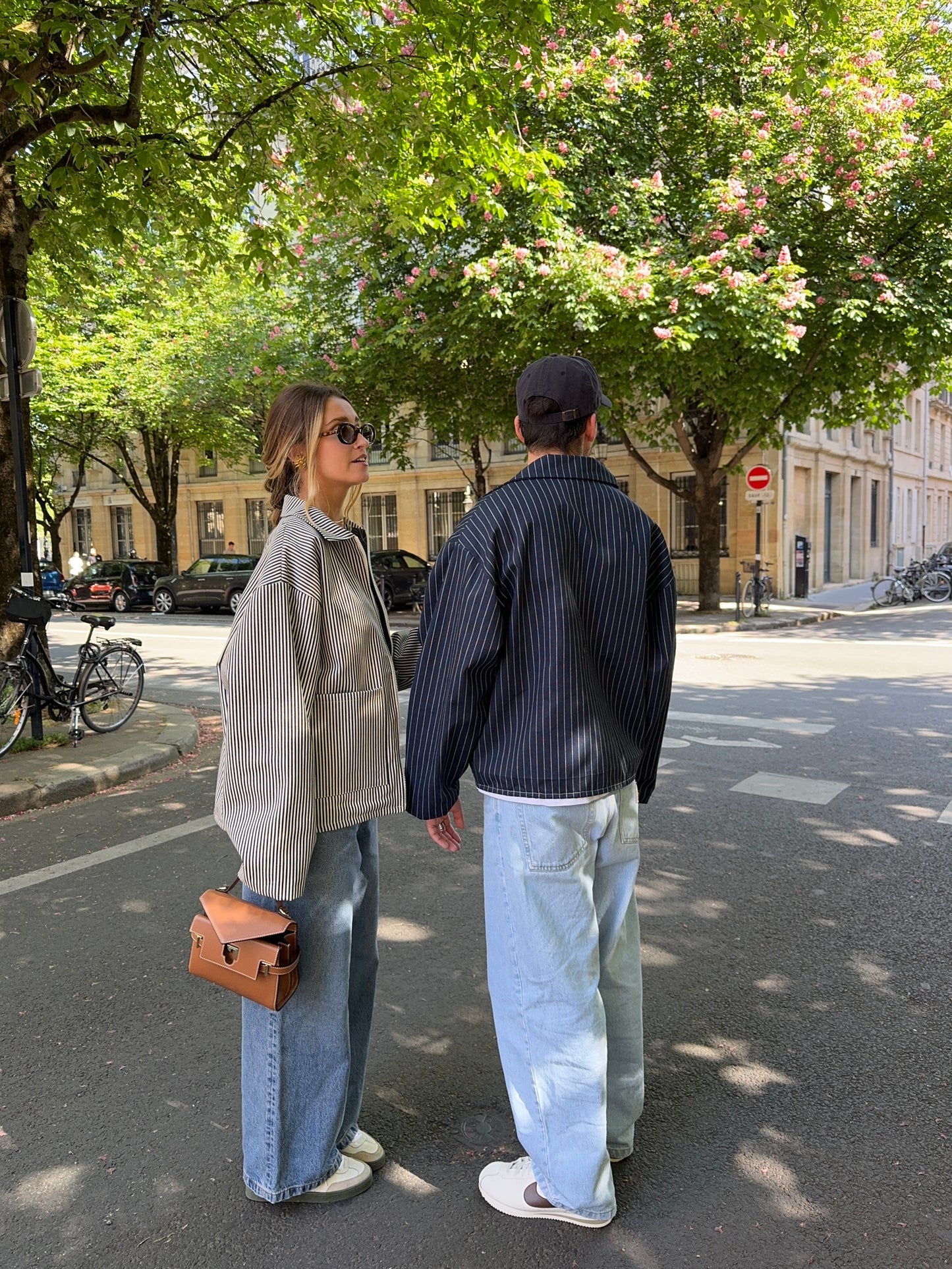 Veste mixte marine à rayures