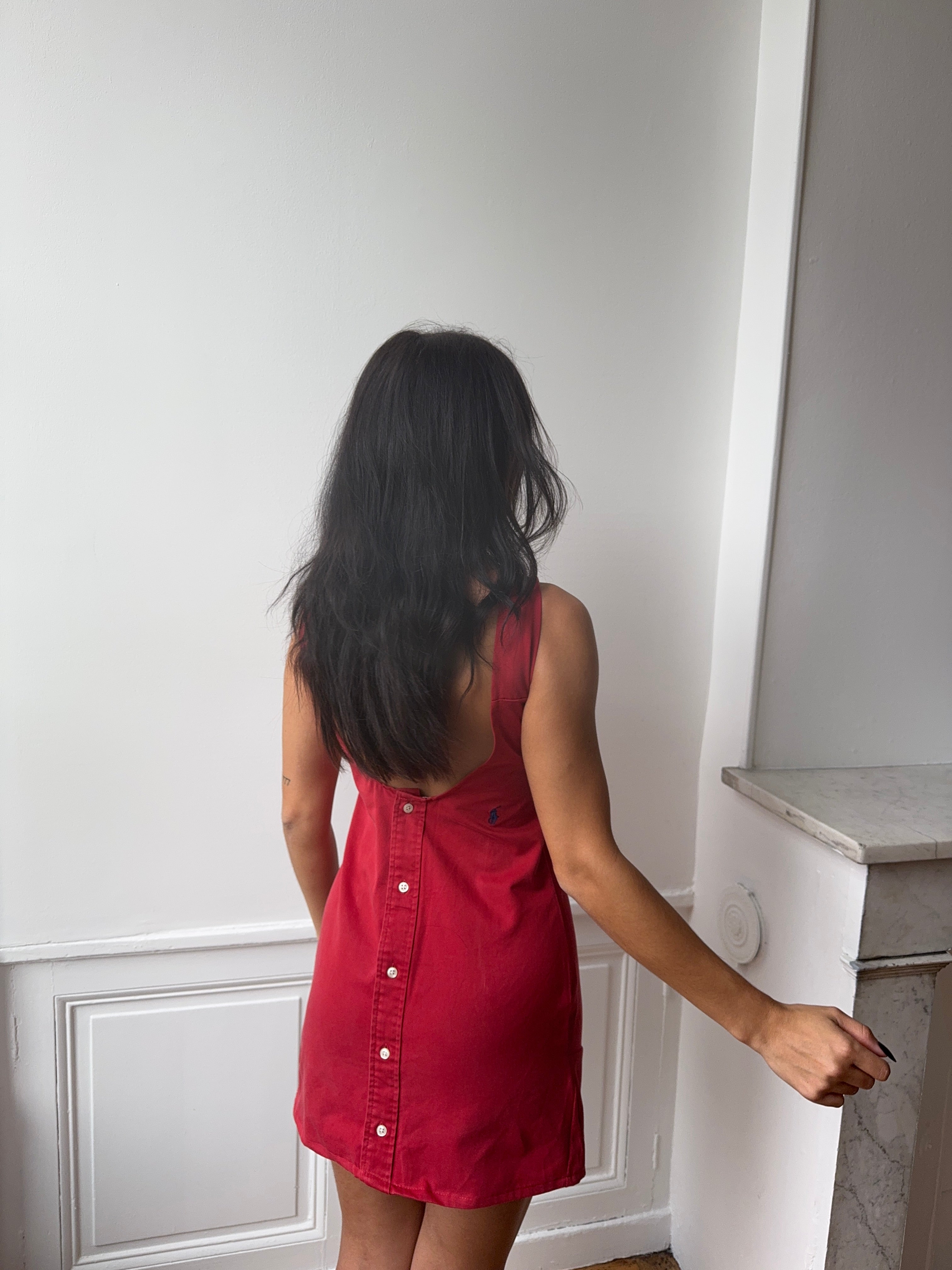 Robe upcyclée dos nu rouge