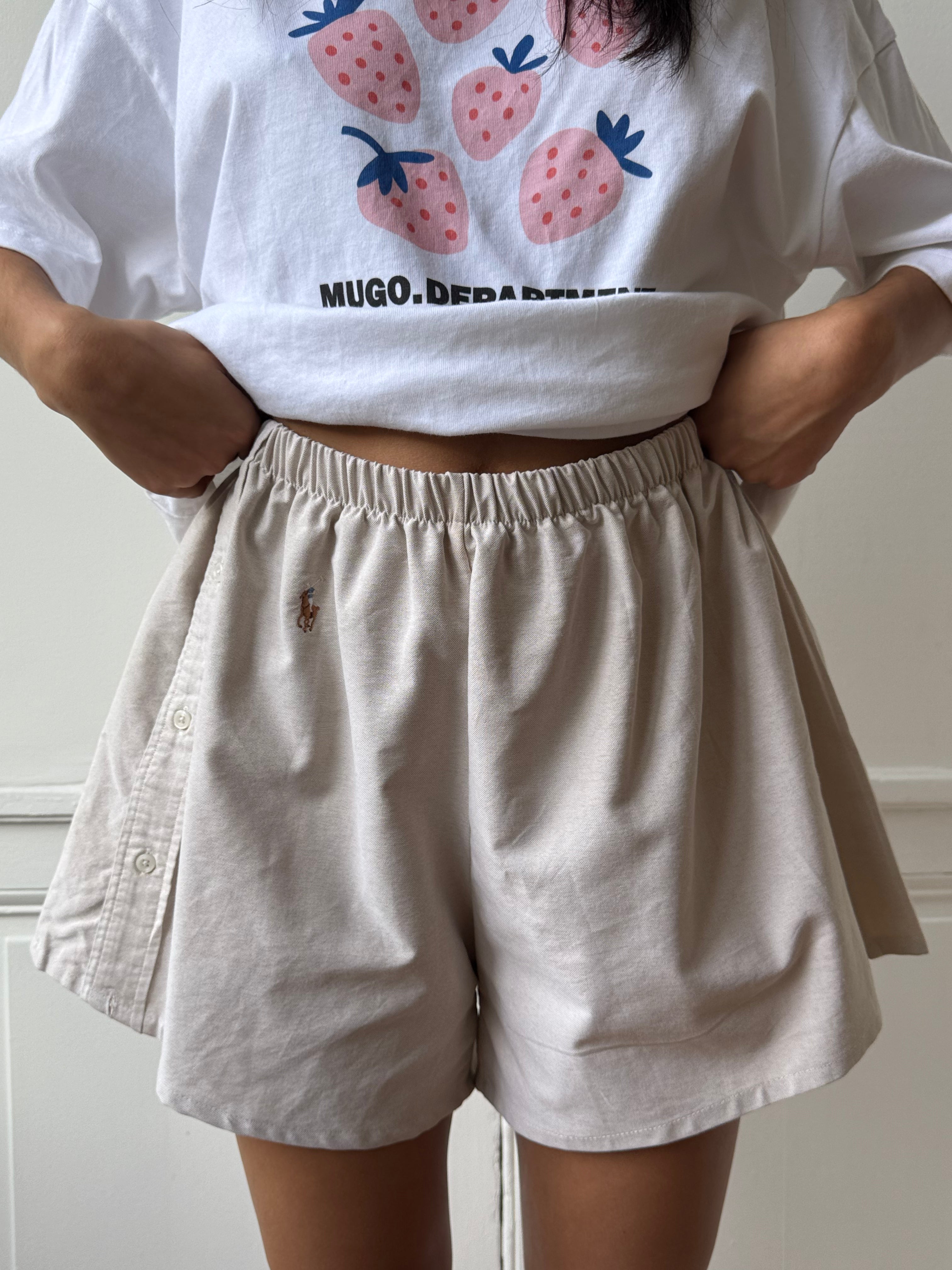 Caleçon short upcyclé beige