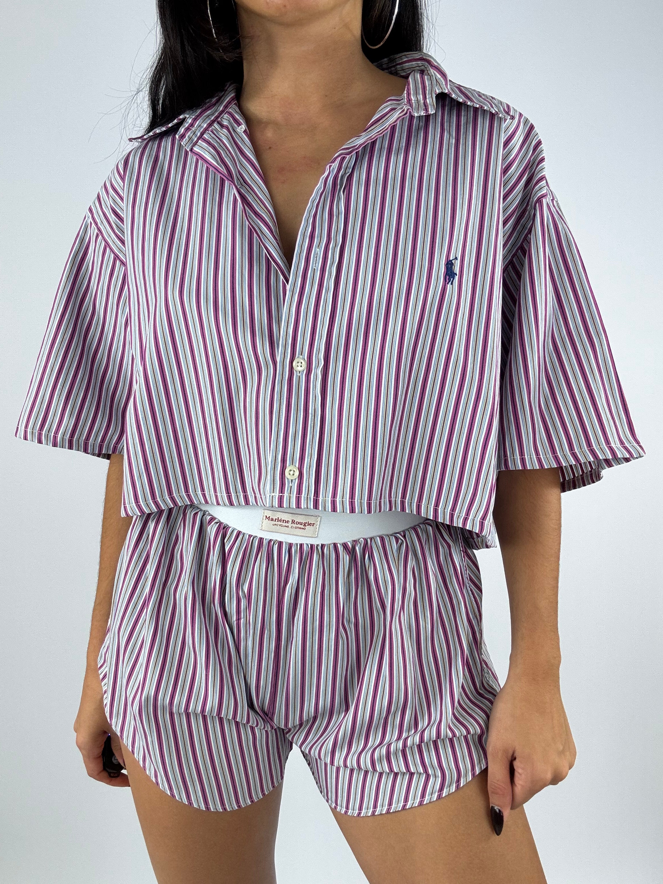 Ensemble upcyclé à rayures