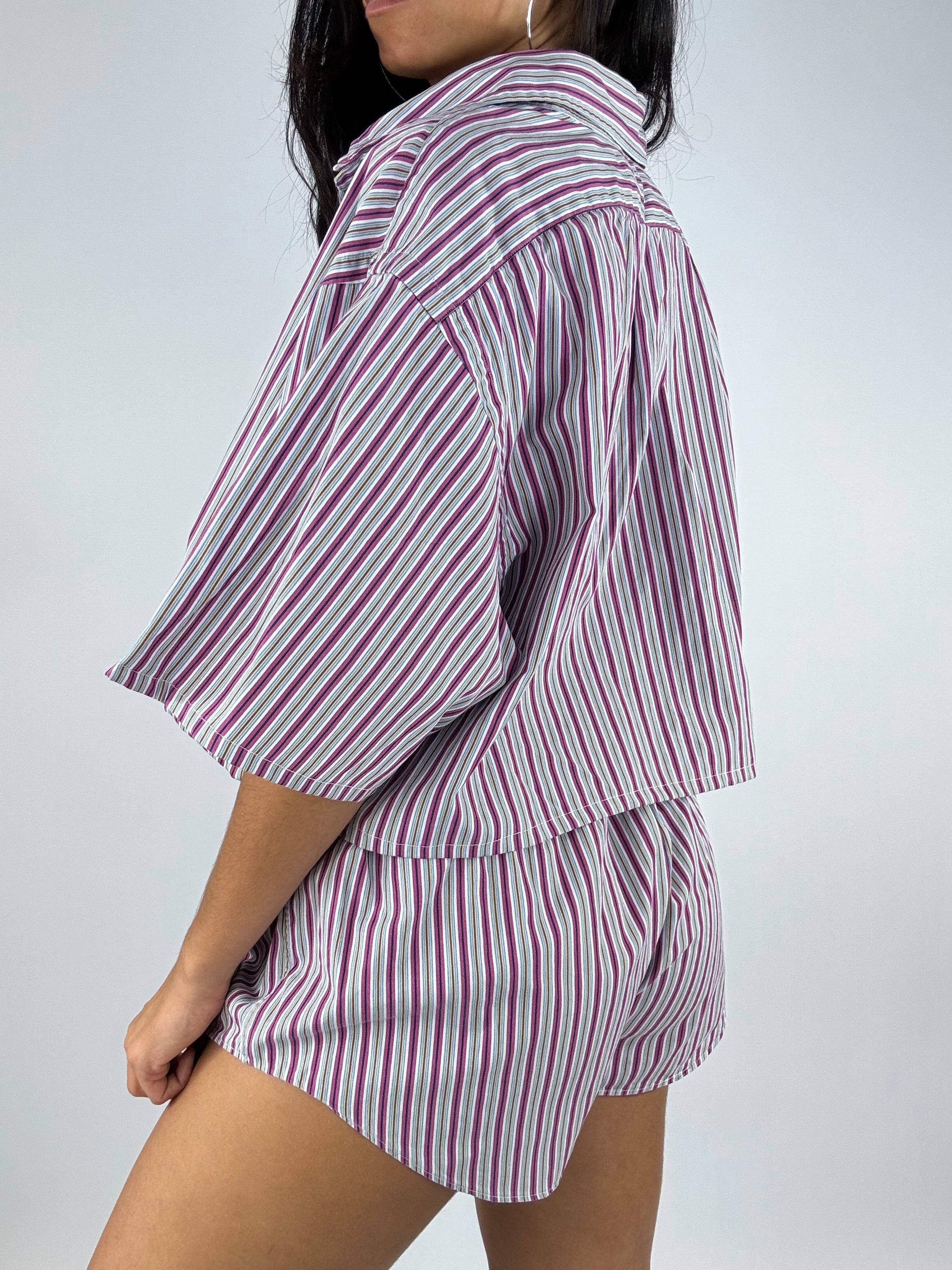 Ensemble upcyclé à rayures
