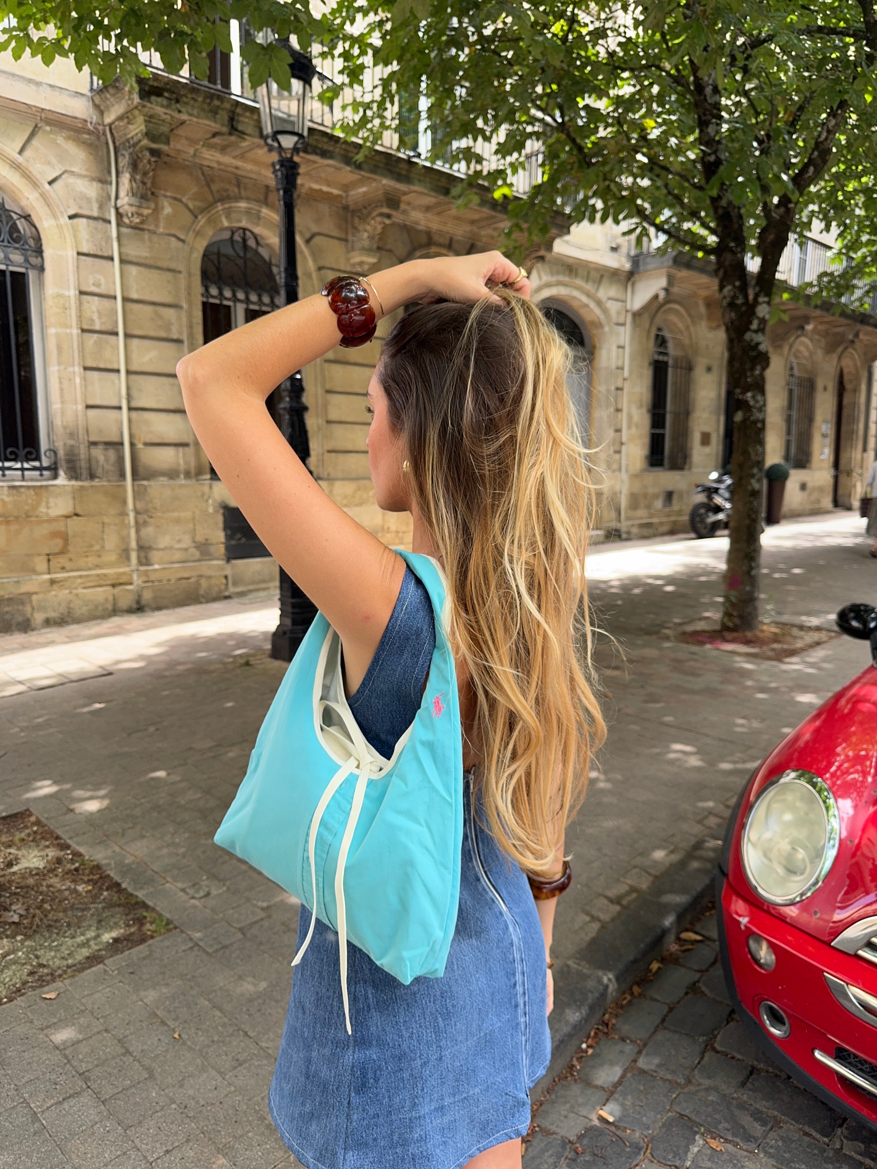 Sac upcyclé turquoise