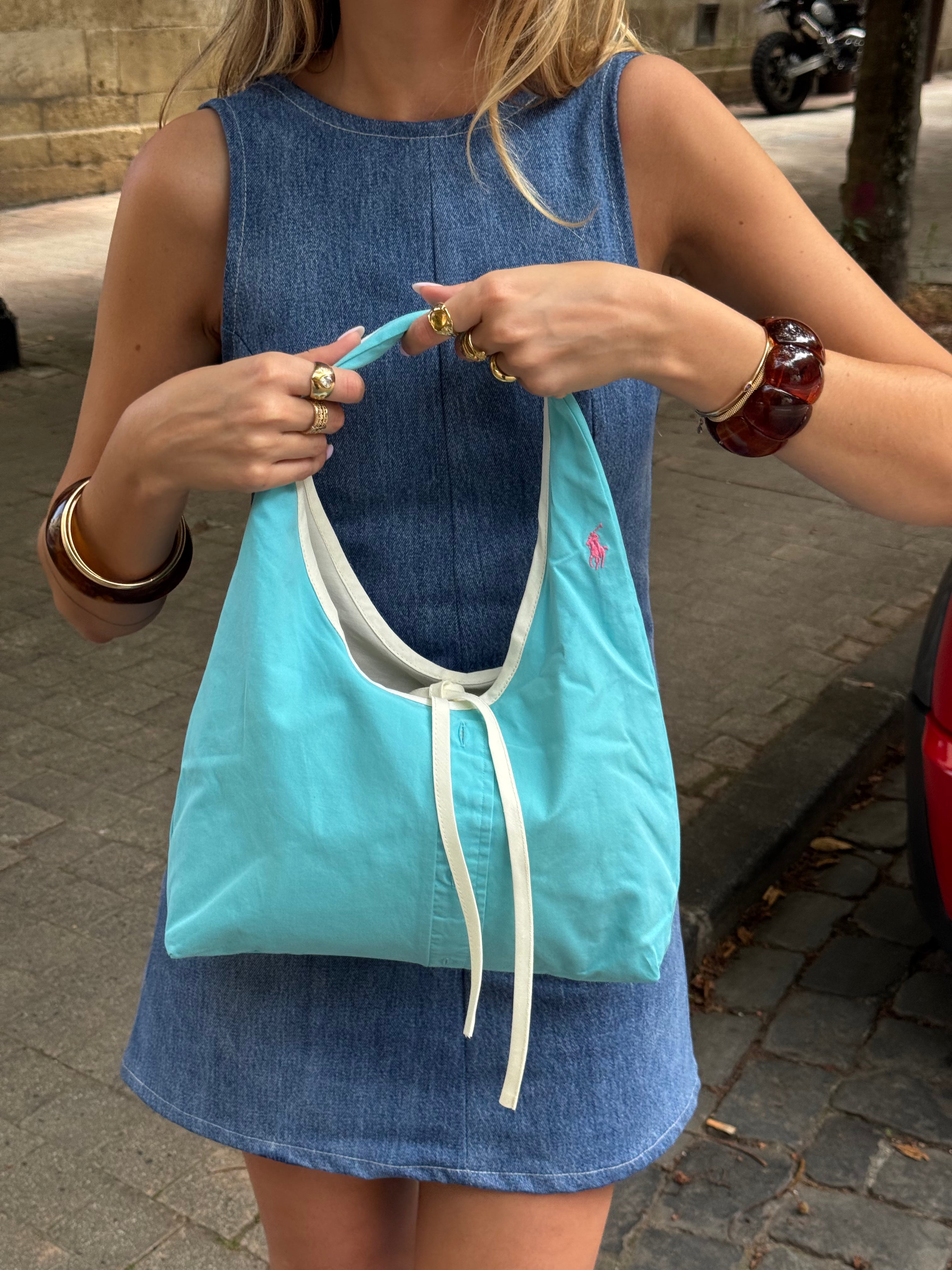 Sac upcyclé turquoise