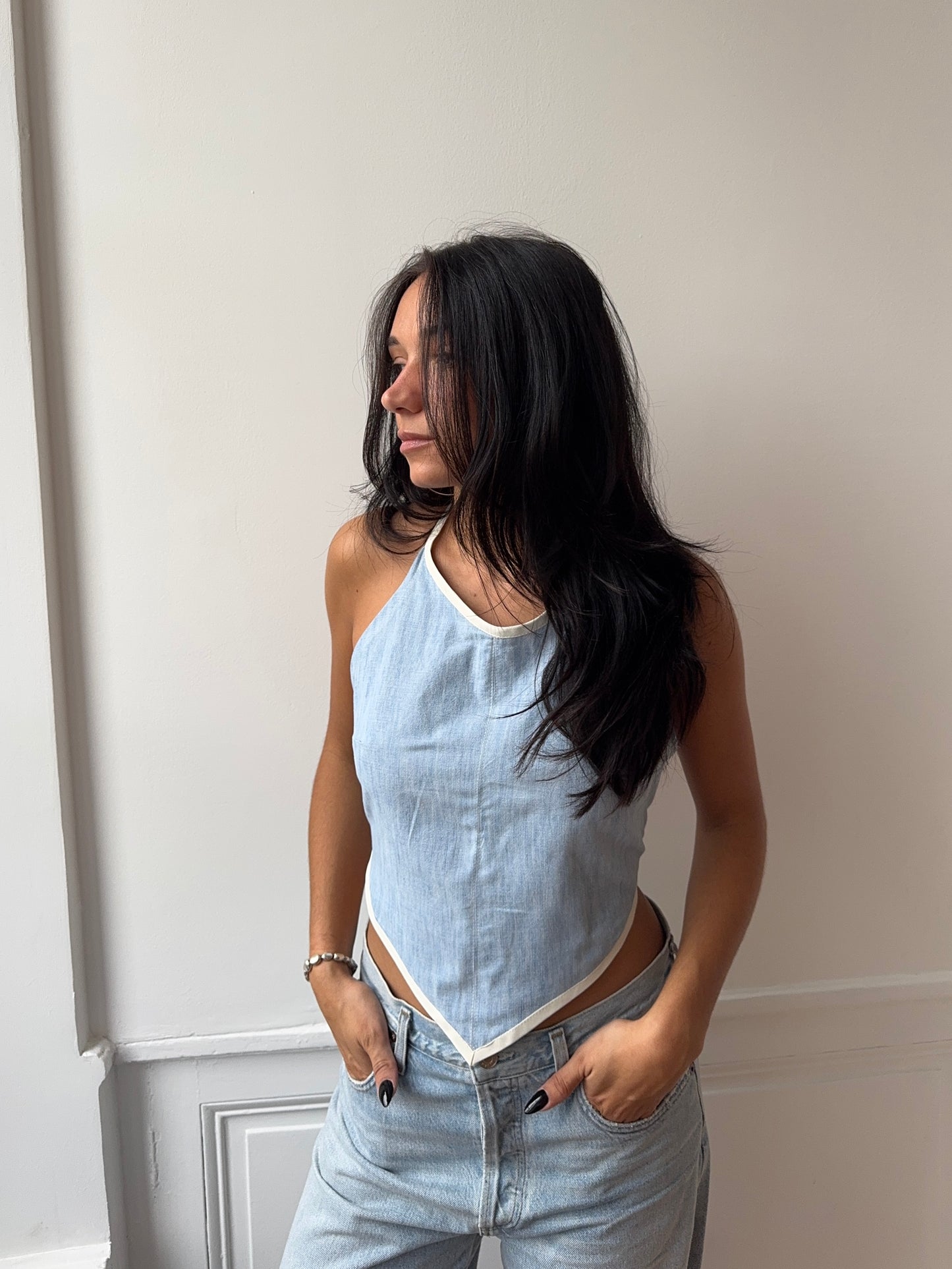 Top upcyclé denim