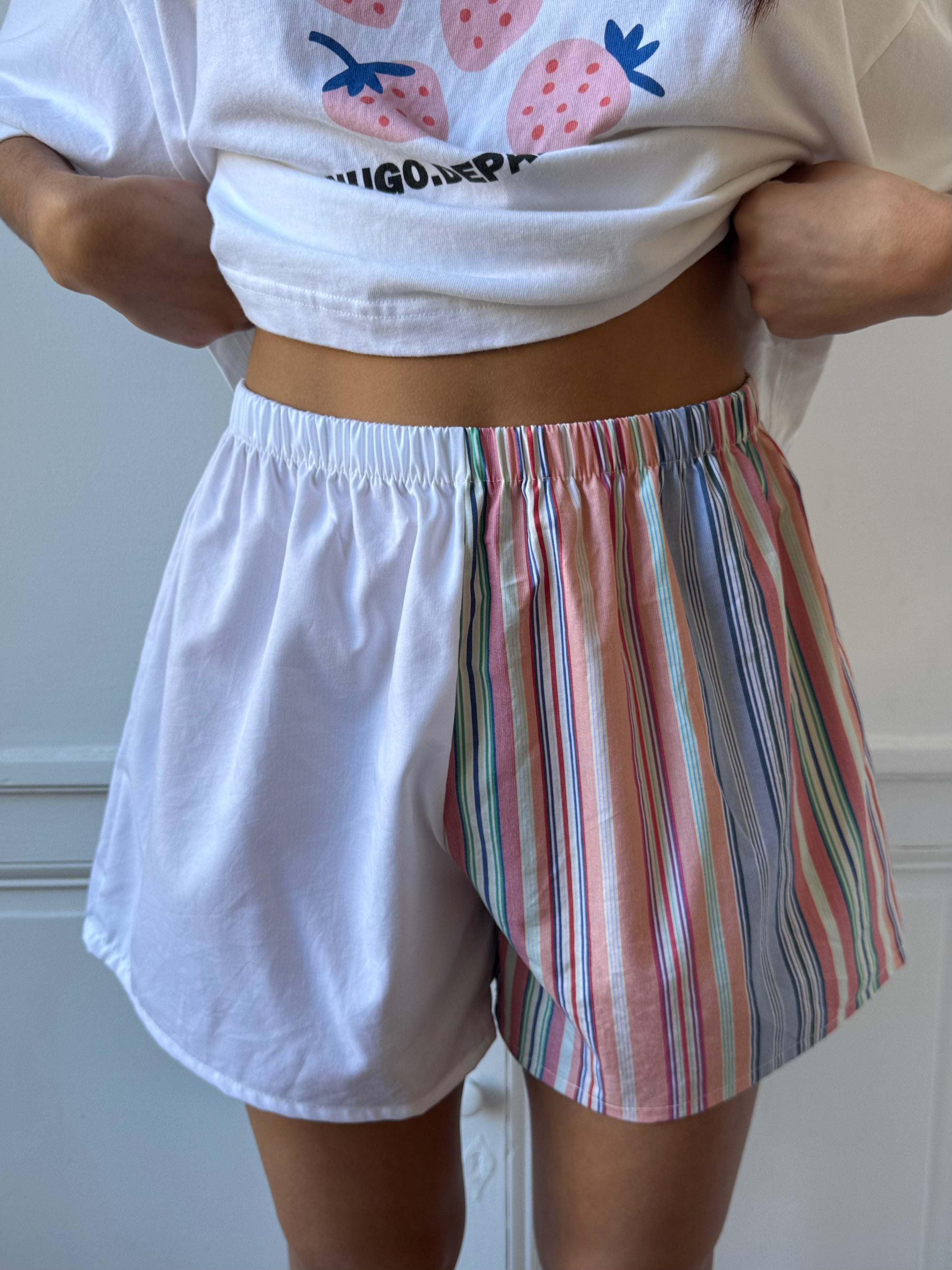 Caleçon short upcyclé bicolore