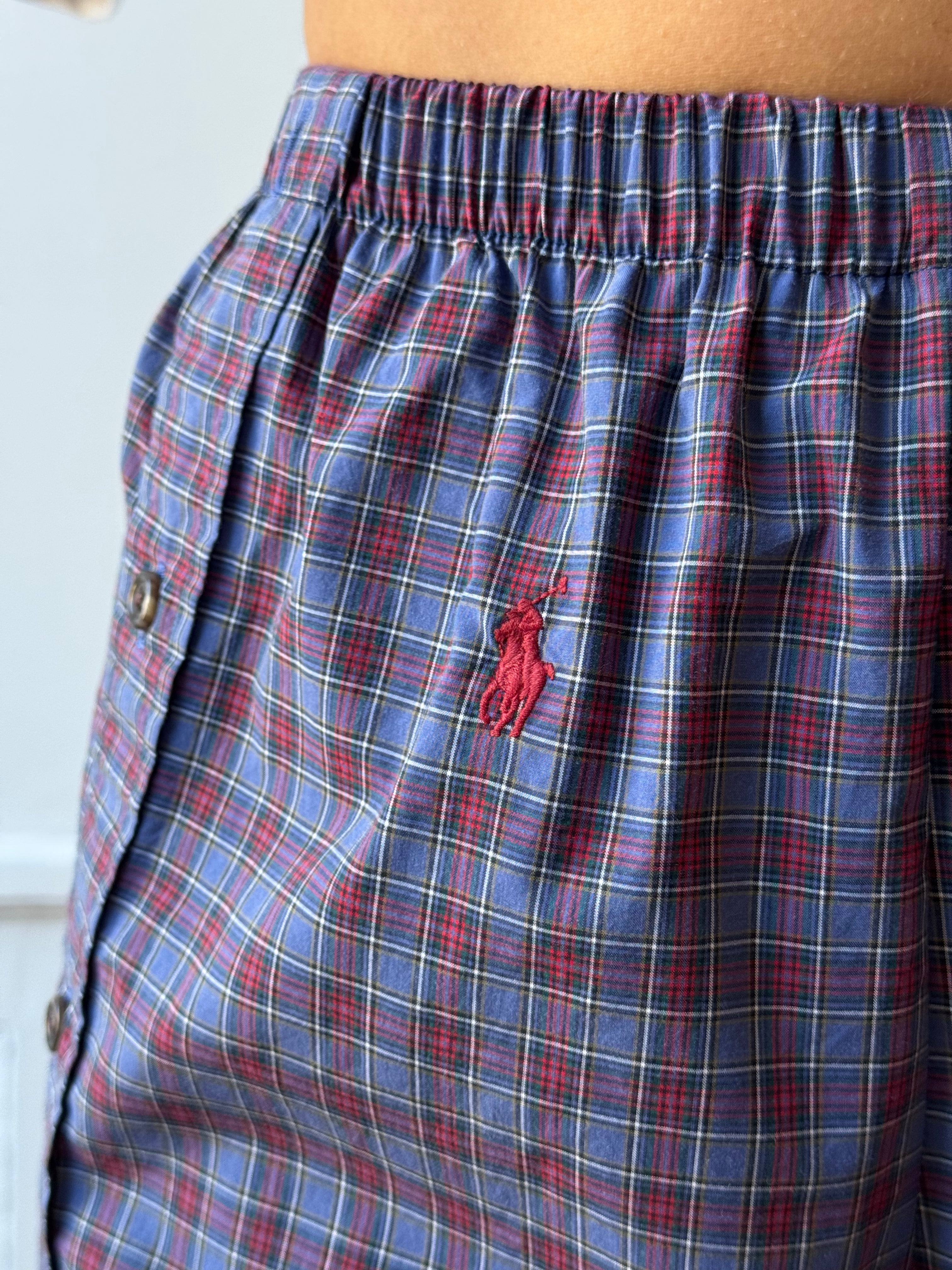 Caleçon short upcyclé à carreaux