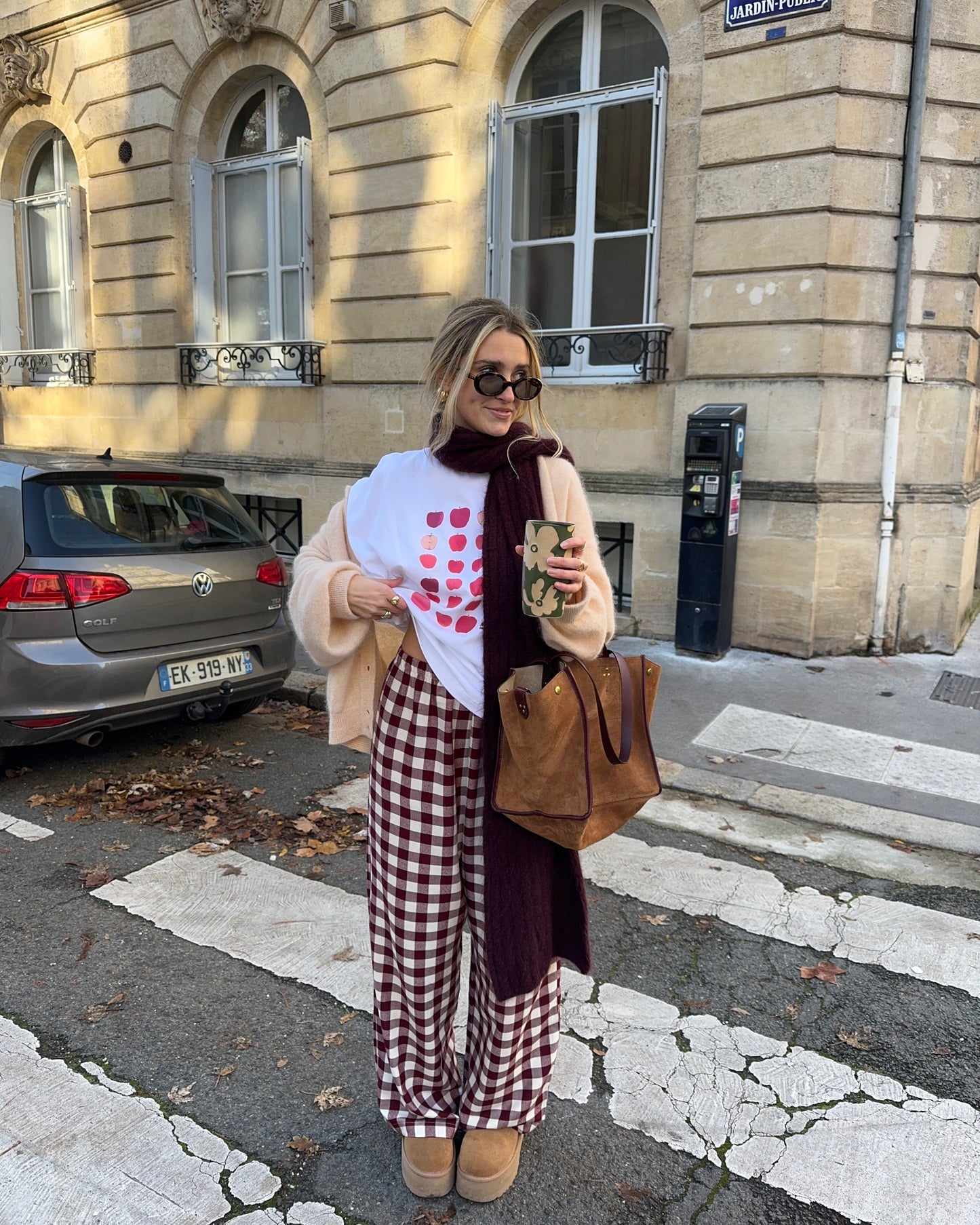 Pantalon vichy bordeaux