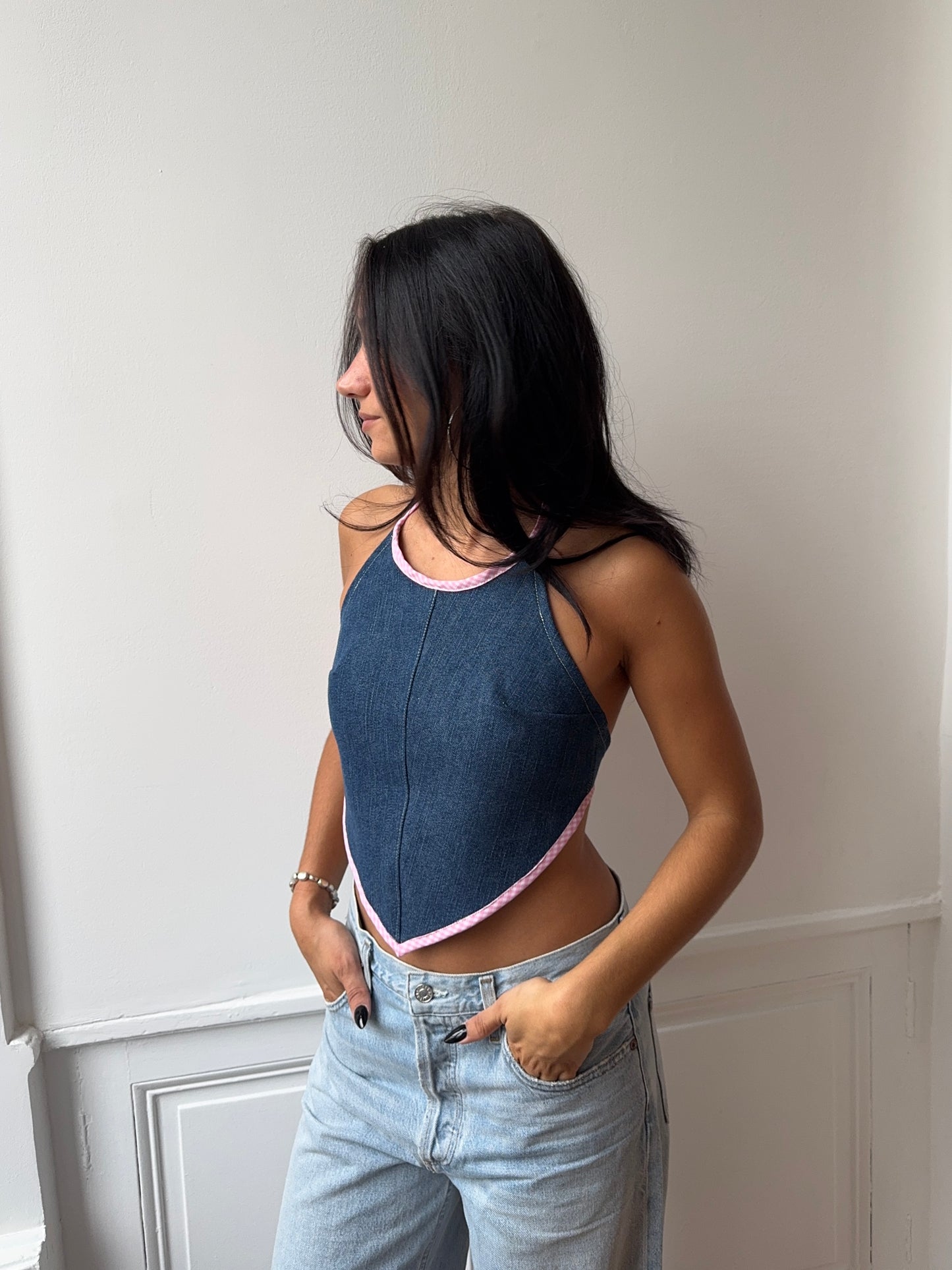 Top upcyclé denim