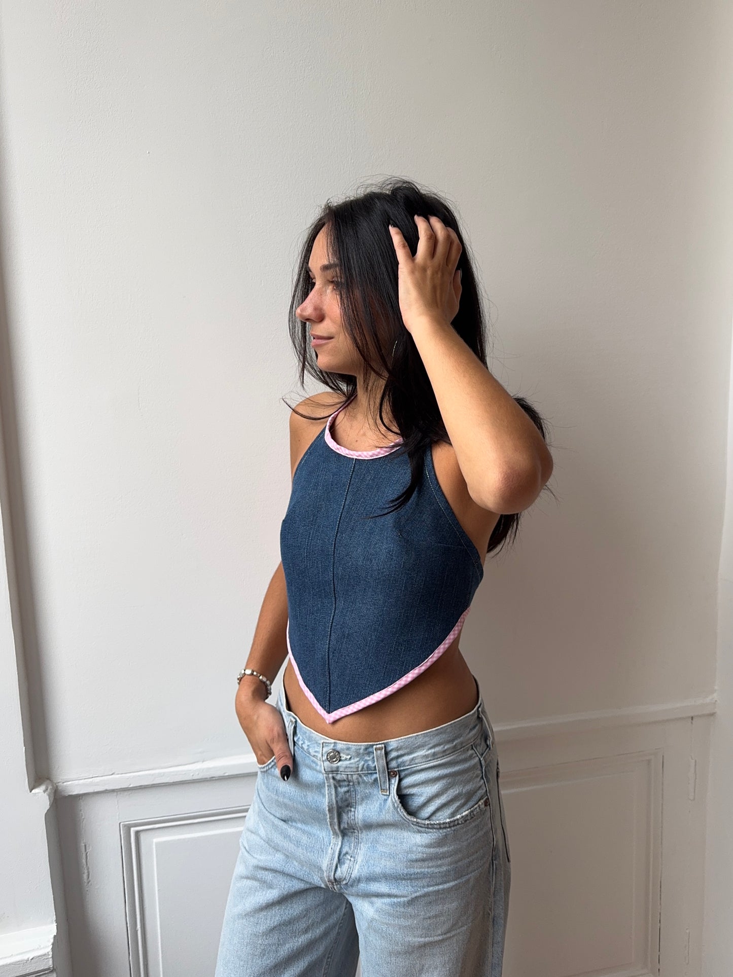 Top upcyclé denim