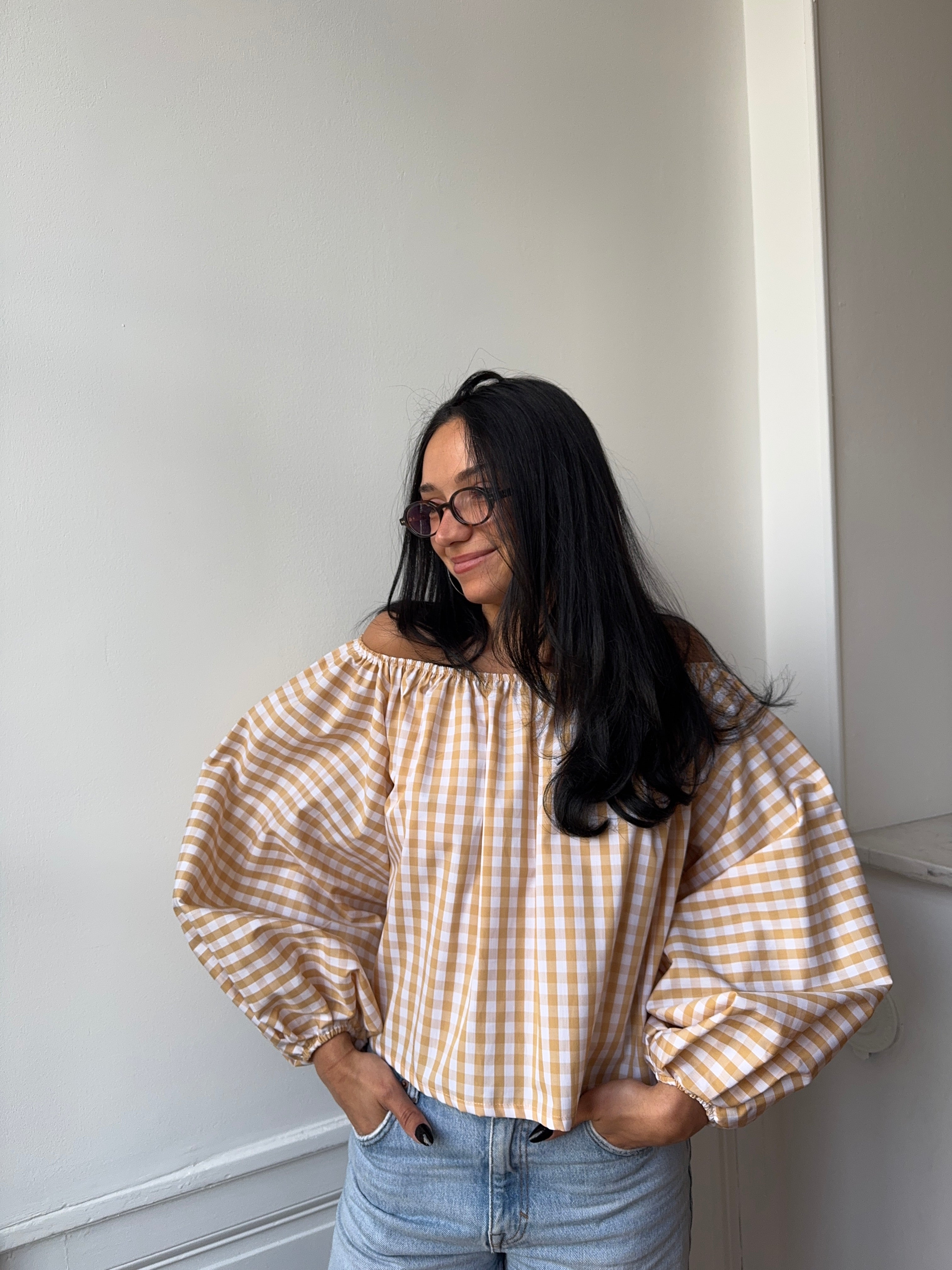 Blouse vichy moutarde