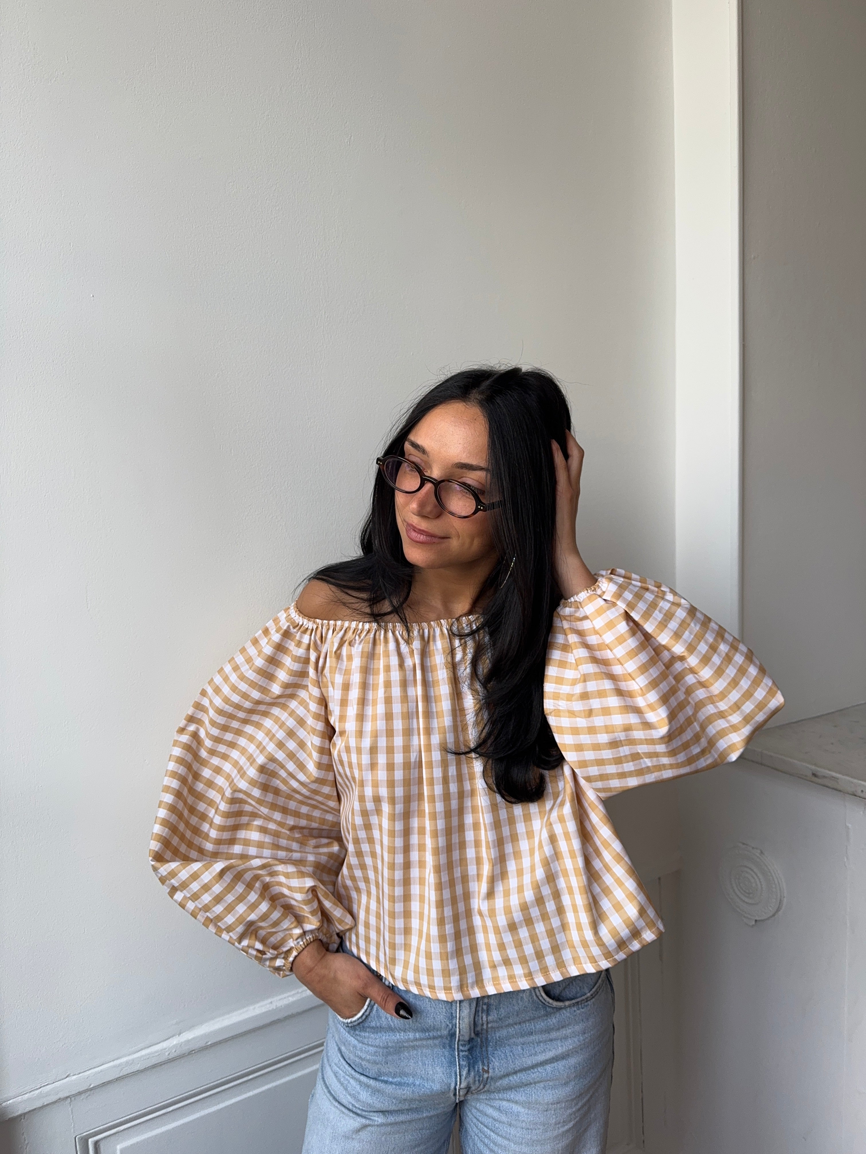 Blouse vichy moutarde