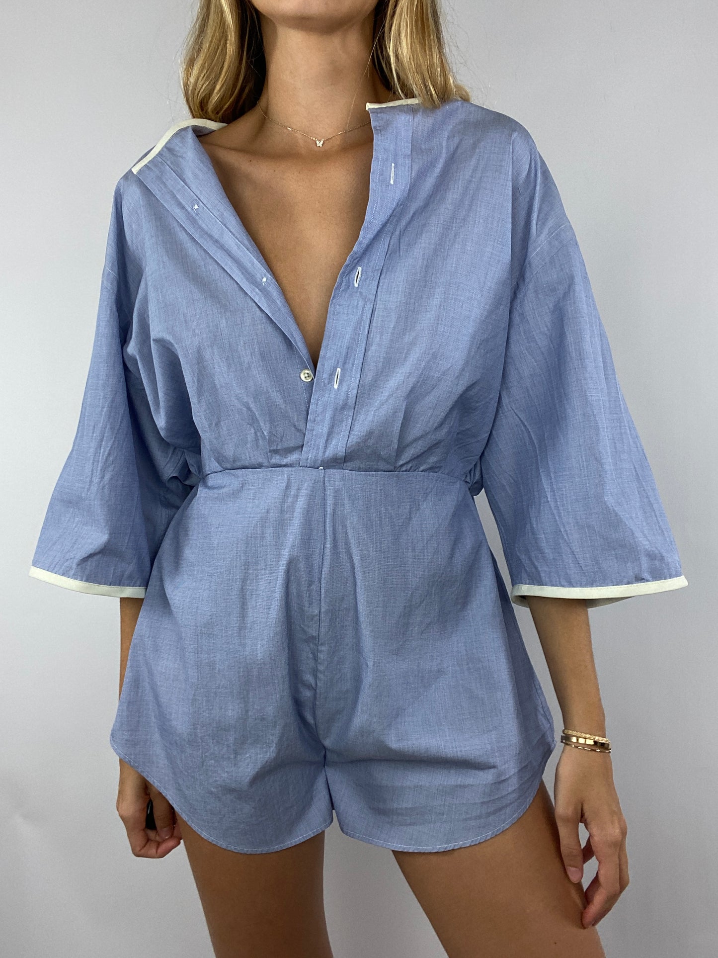 Combinaison upcyclée bleu chiné