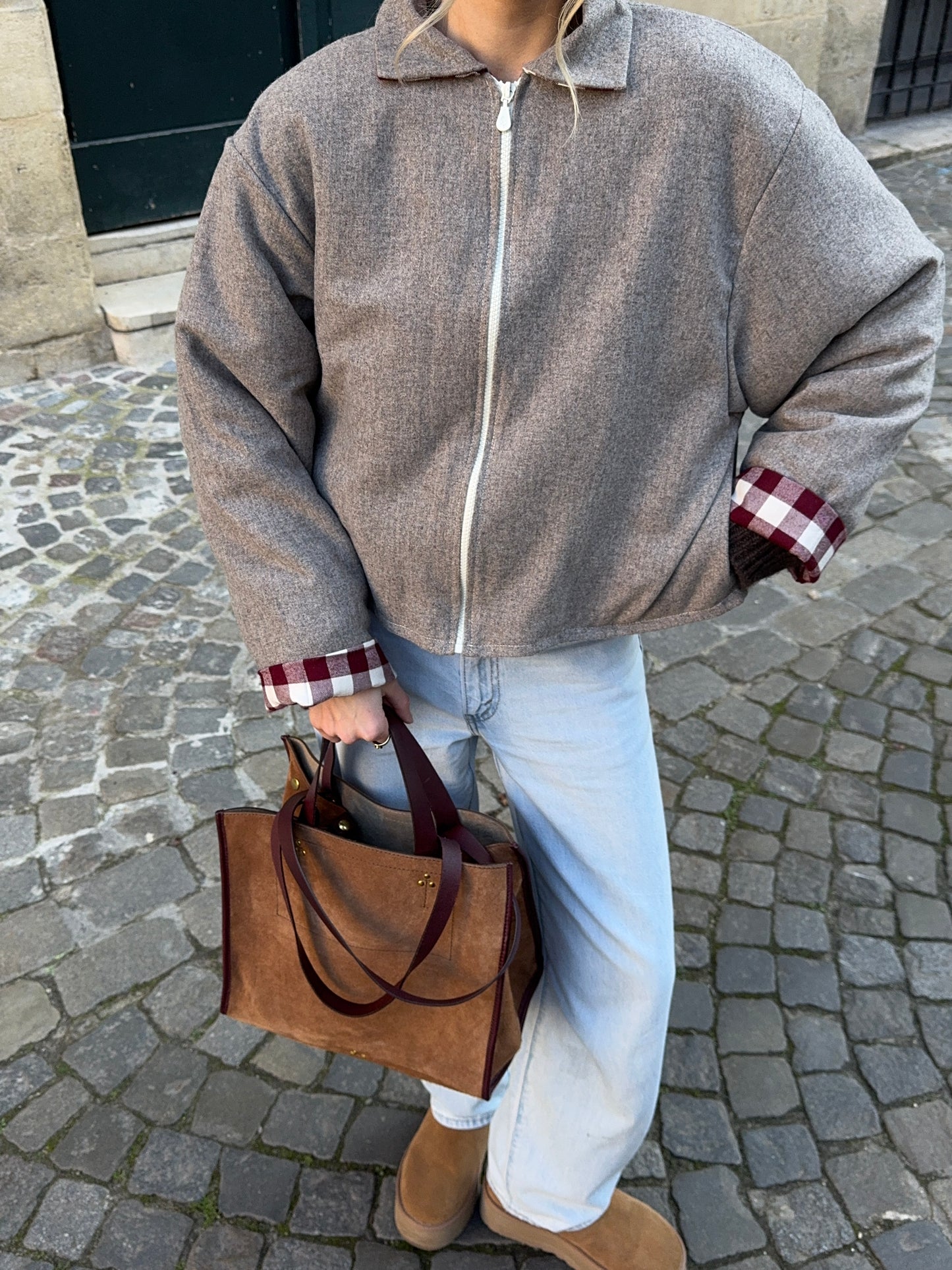 Veste laine taupe