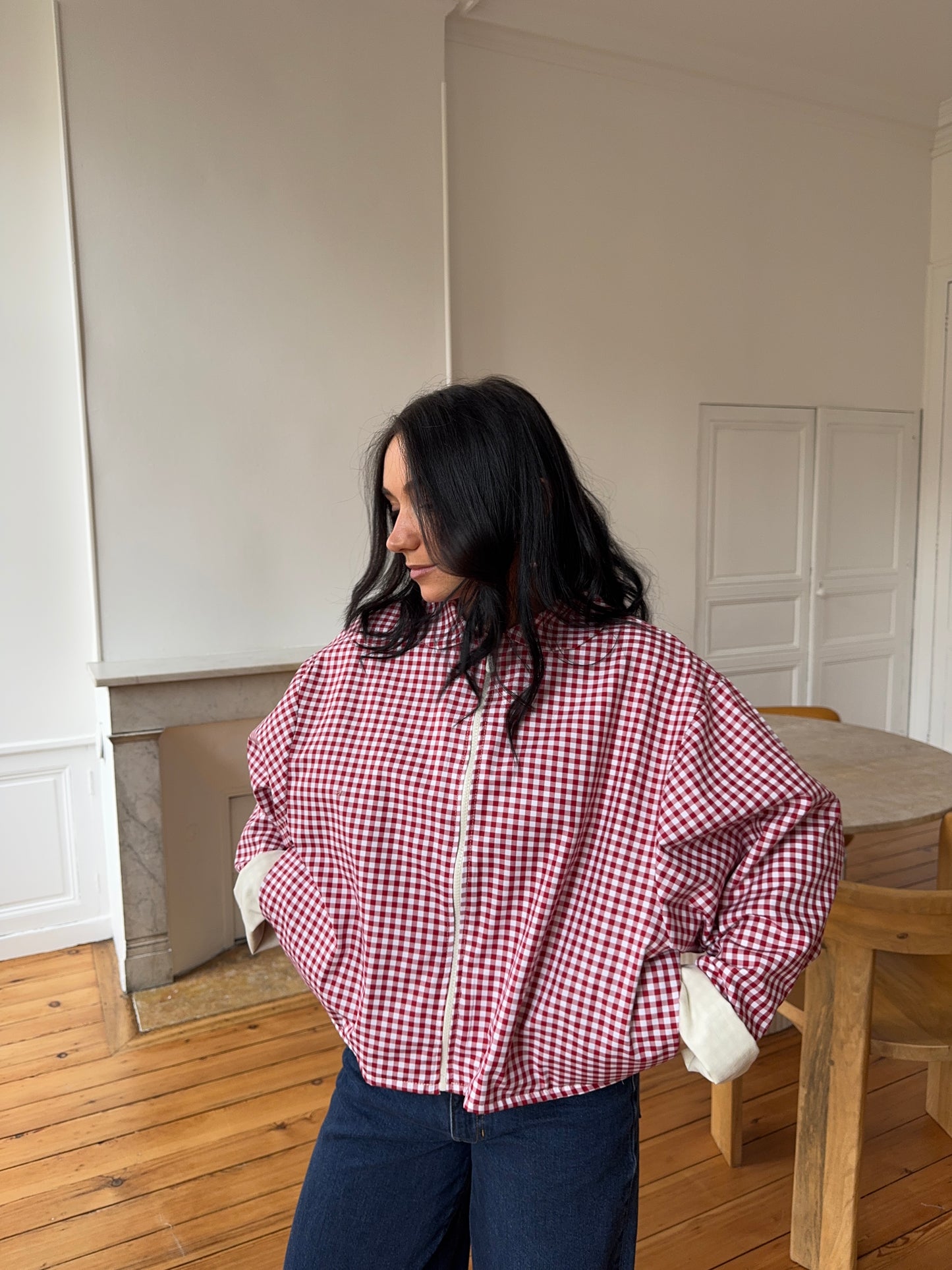Veste vichy rouge