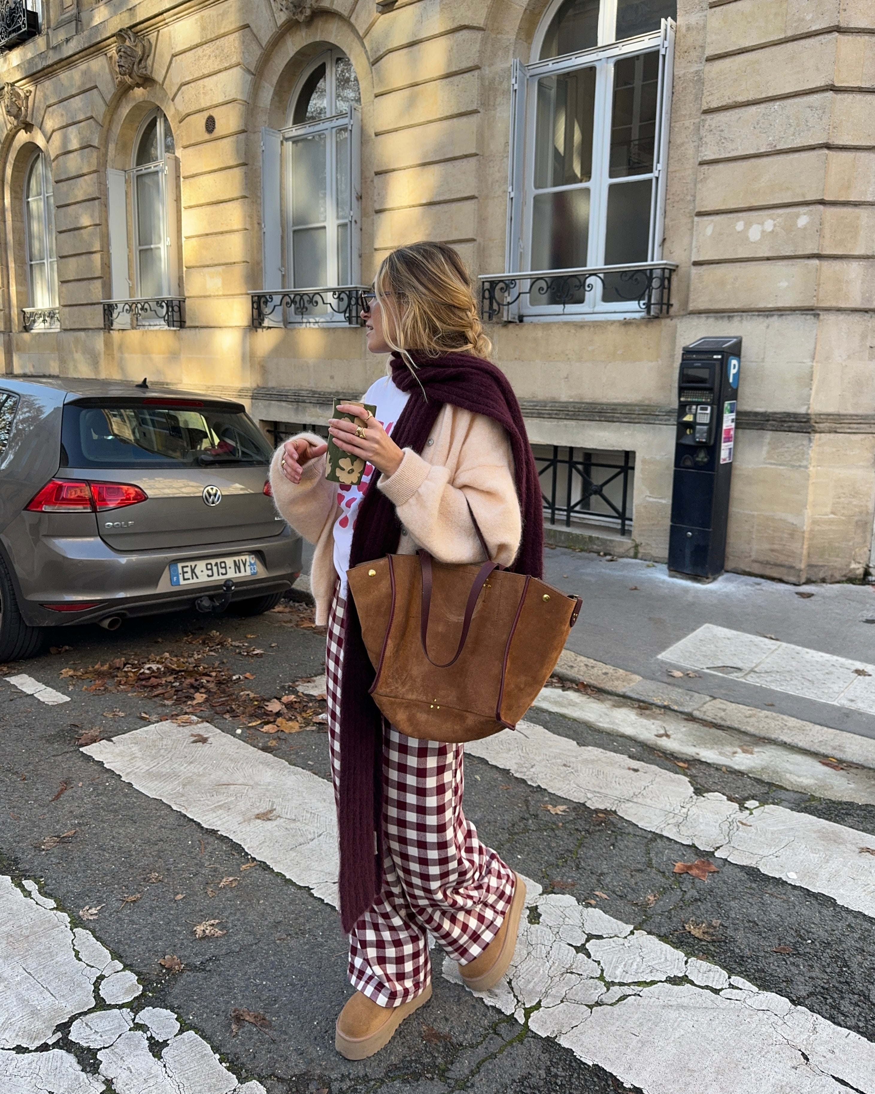 Pantalon vichy bordeaux